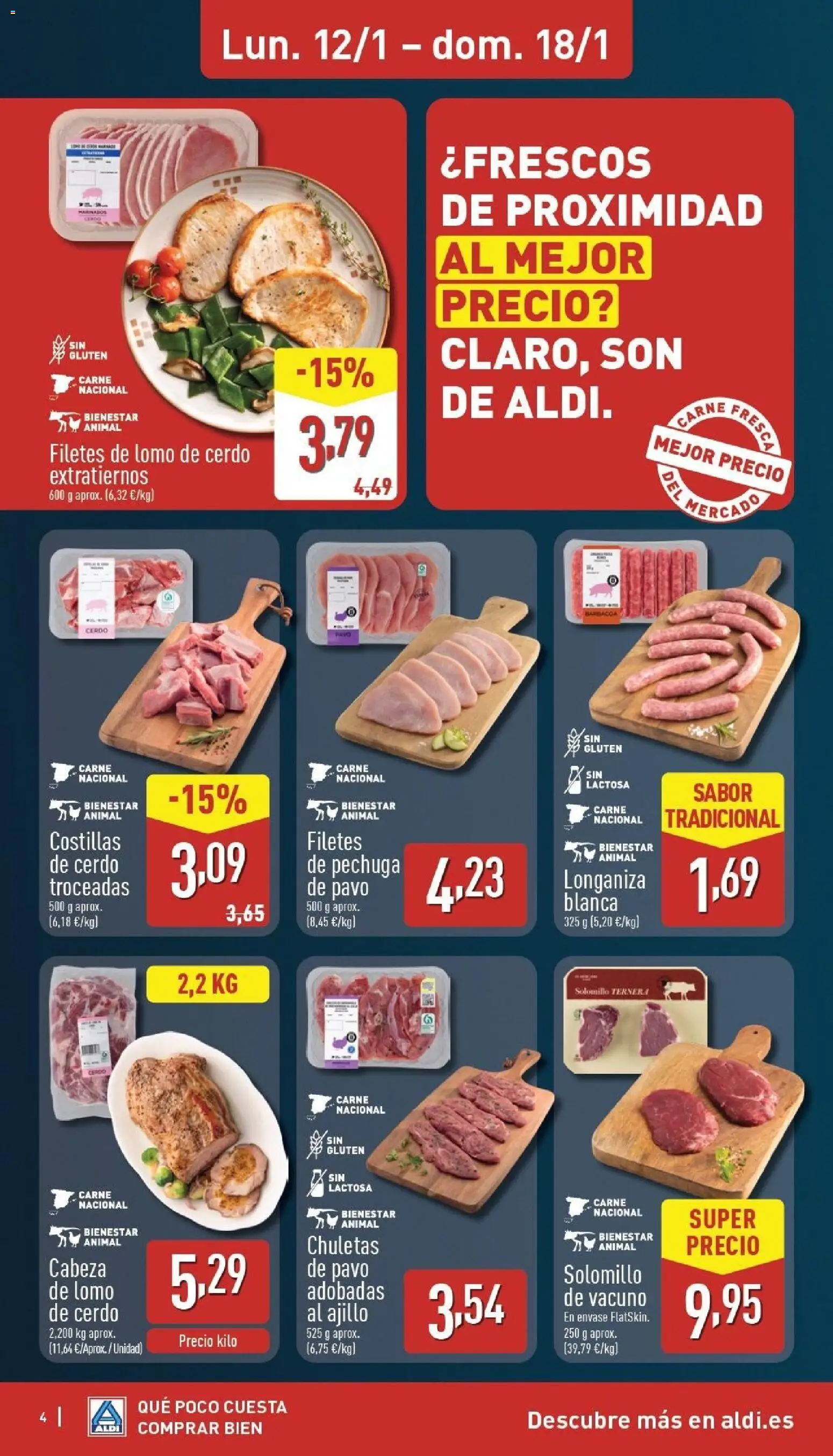 Aldi folleto Baleares │ válido desde el 12.01.2026 | Página: 4 | Productos: Chuletas de pavo, Cerdo, Longaniza