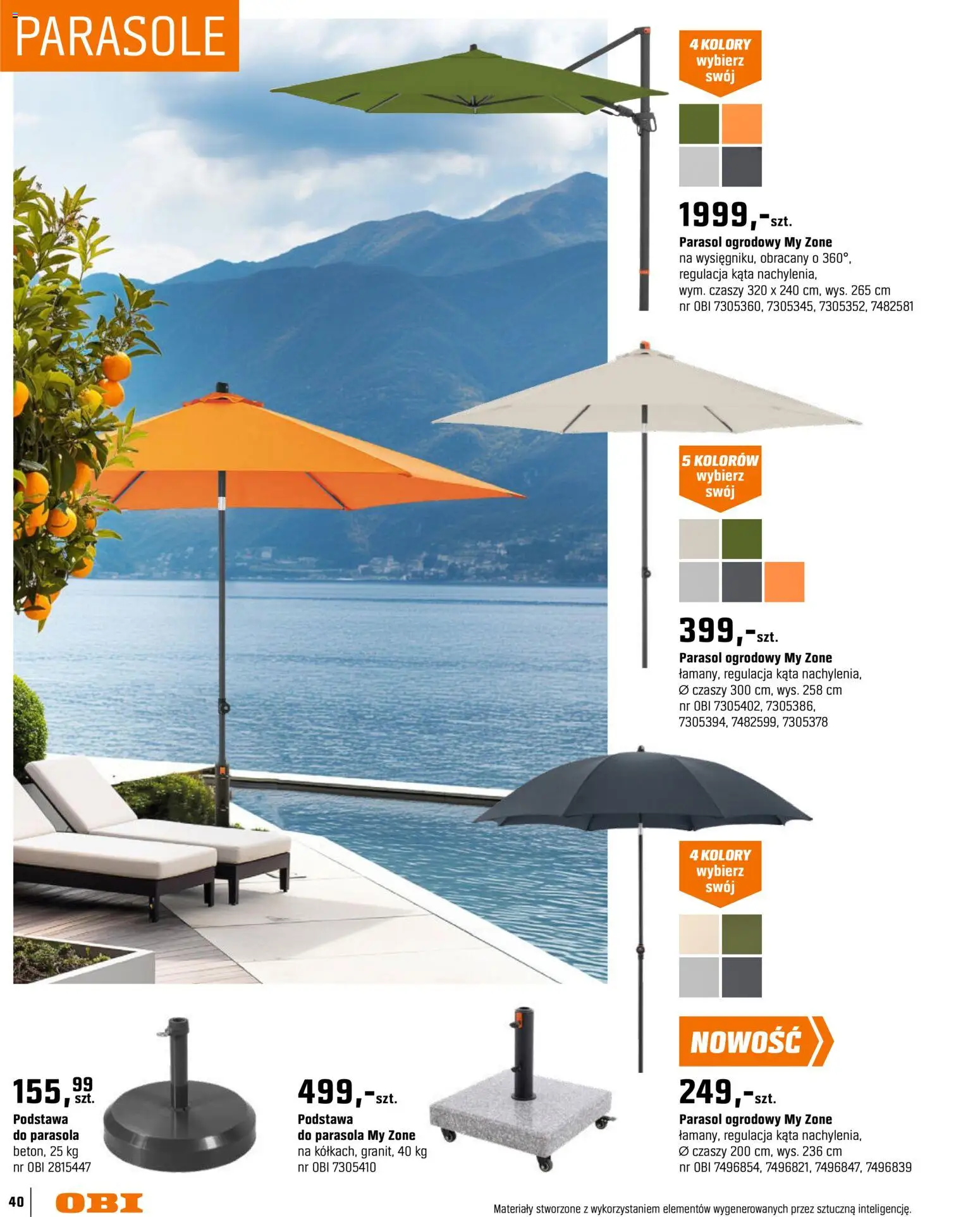 OBI gazetka - Ogród od 11.03.2026 | Strona: 40 | Produkty: Parasol