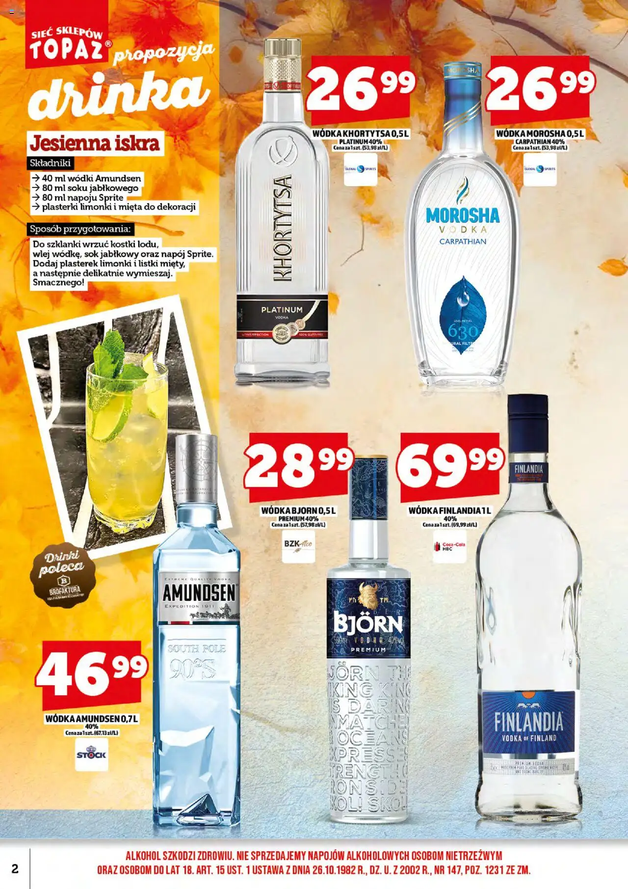 Topaz Gazetka alkoholowa od 01.10.2025 | Strona: 4 | Produkty: Sprite, Vodka, Alkohol, Wódka