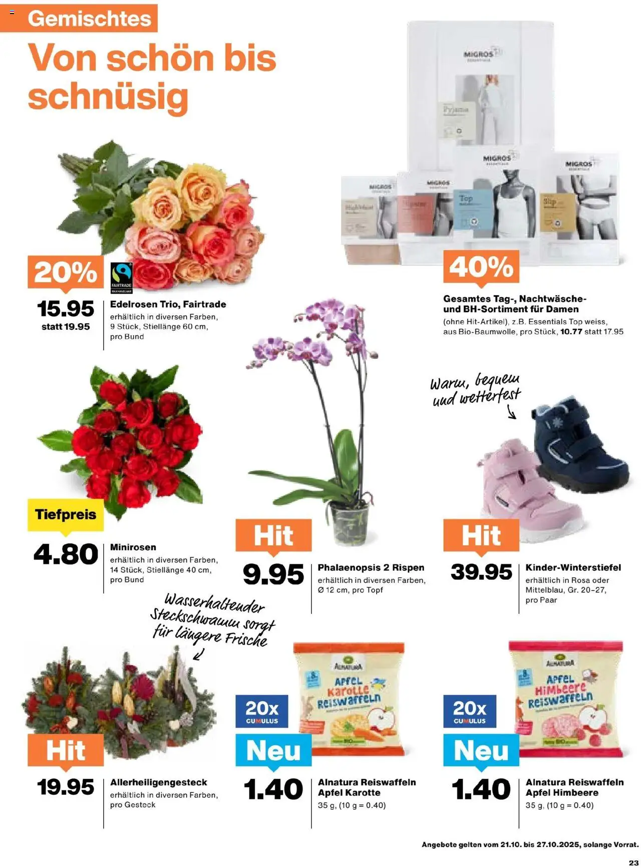 Migros Aktionen – gültig ab 21.10.2025 | Seite: 23 | Produkte: Karotte, Äpfel, Himbeere, Top