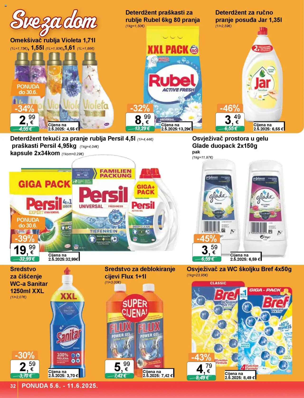 KTC katalog | vrijedi od 05.06.2025 | Stranica: 32 | Proizvodi: Rubel, Deterdžent, Osvježivač prostora, Persil