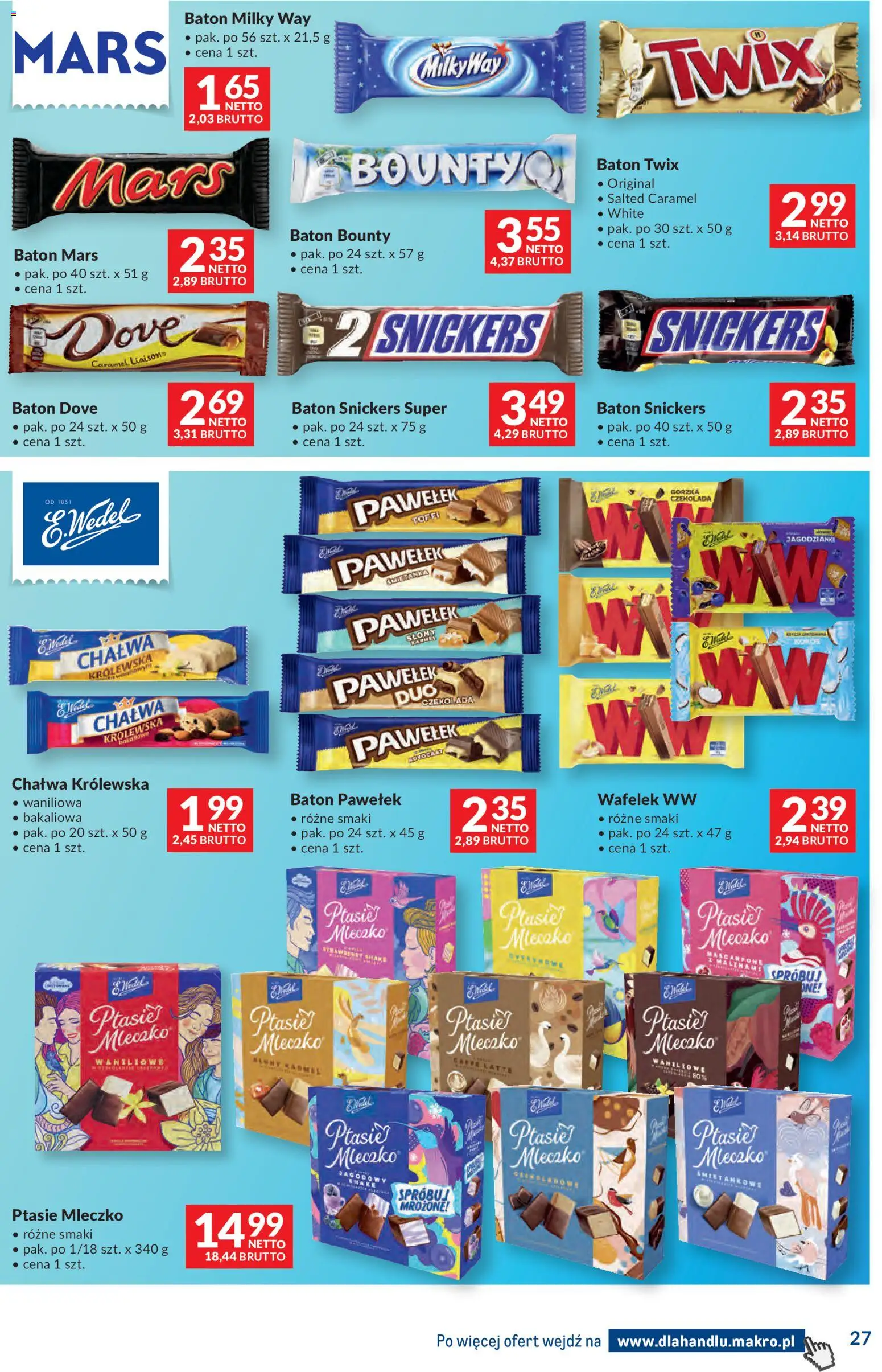 Makro gazetka - Dystrybucja do sklepów od 07.04.2026 | Strona: 27 | Produkty: Baton, Ptasie mleczko, Czekolada