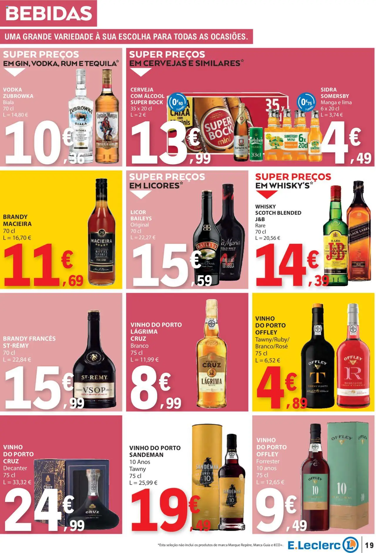 E.Leclerc folheto │ válido de 21.08.2025 | Página: 19 | Produtos: Super bock, Pó, Tequila, Somersby