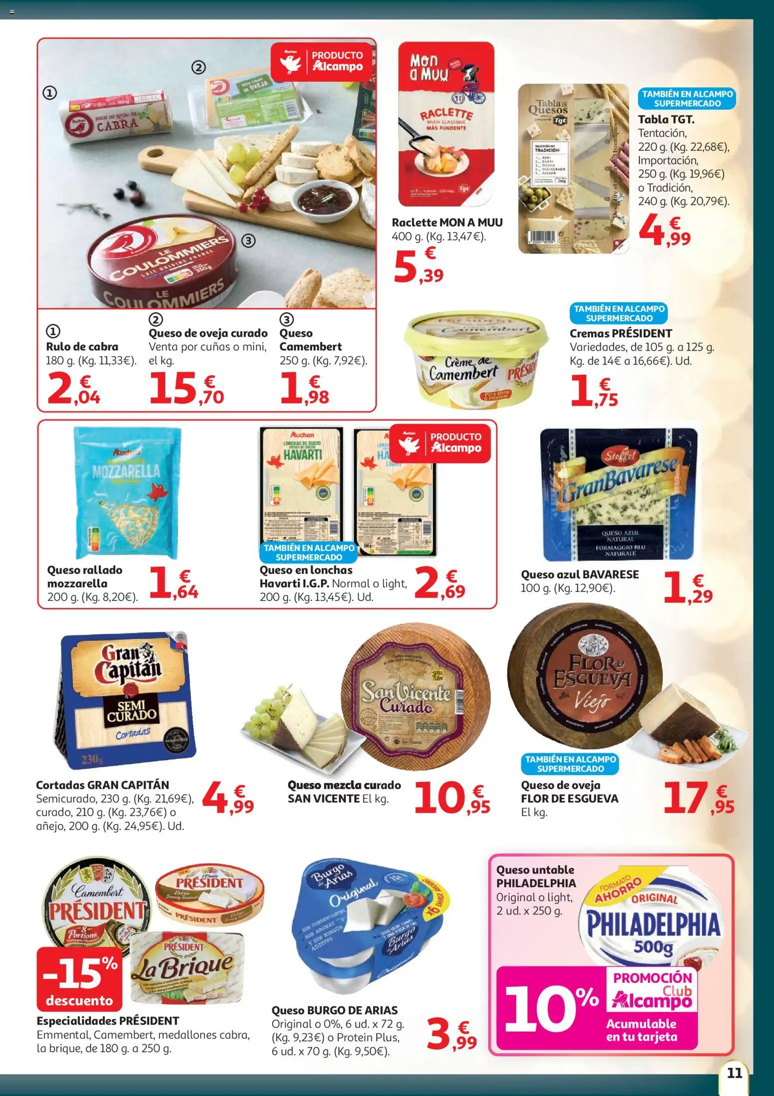 Alcampo - HP Unico │ válido desde el 11.12.2025 | Página: 11 | Productos: Medallones, Queso de oveja, Queso, Queso rallado