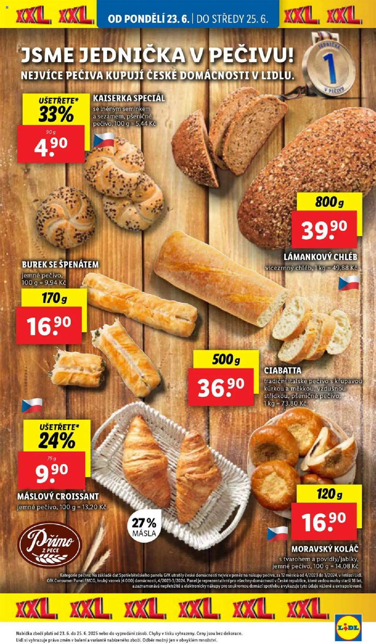 Lidl leták od 23.06.2025 | Strana: 11 | Produkty: Kaiserka, Croissant, Burek, Lámankový chléb