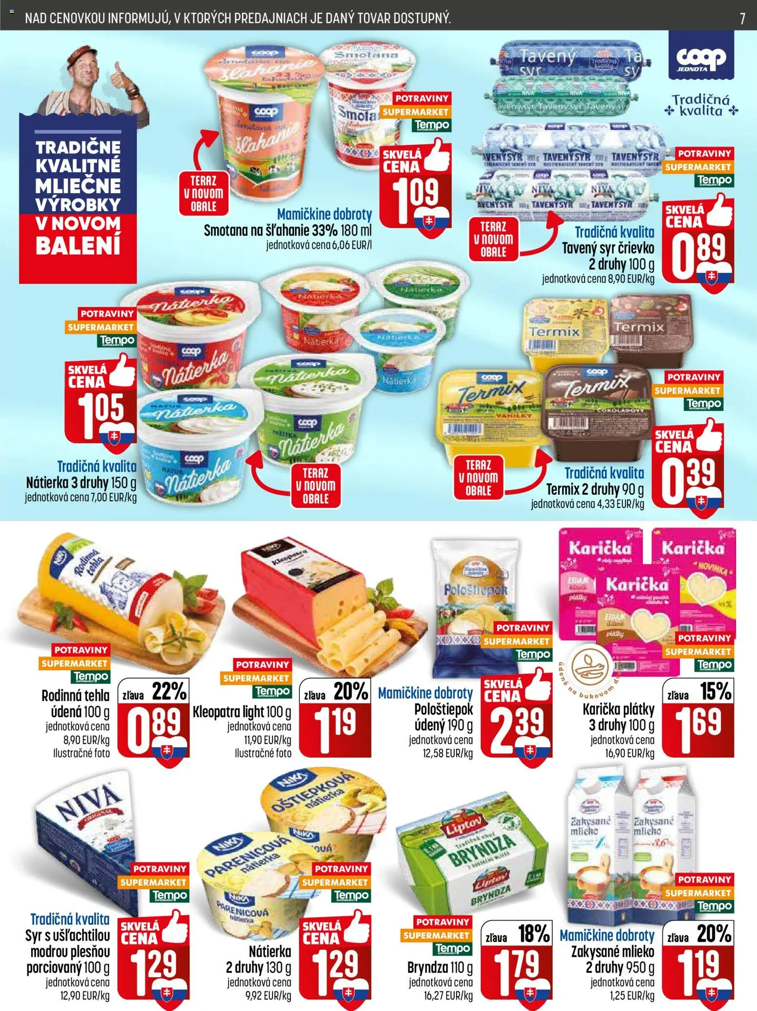Nové COOP Jednota akcie – leták je platný od 30.04.2026 | Strana: 7 | Produkty: Mlieko, Smotana, Bryndza, Smotana na šľahanie