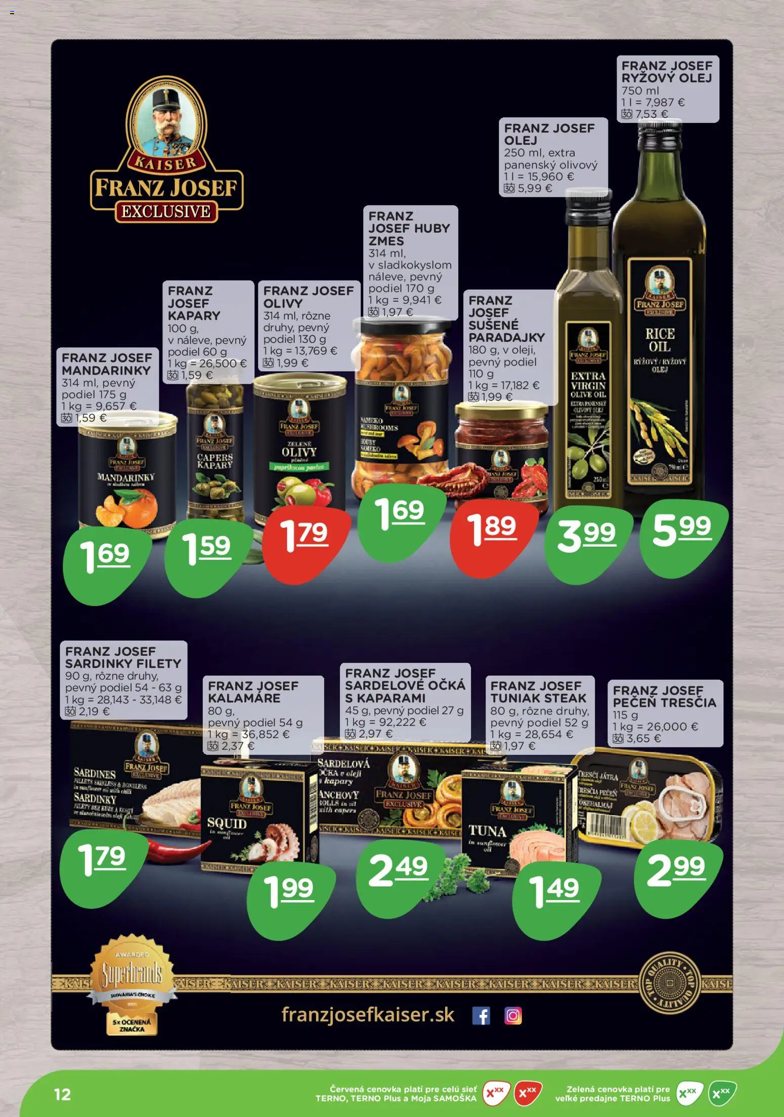 Nové Terno akcie – leták je platný od 10.11.2025 | Strana: 12 | Produkty: Olej, Paradajky, Mandarinky, Steak