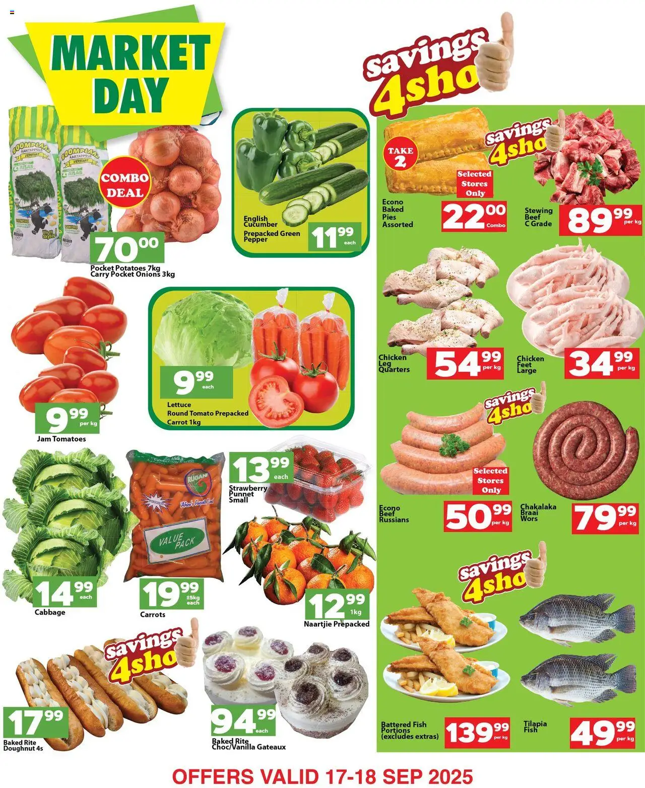 New Check Save catalogue – valid from 17.09.2025 | Page: 2 | Products: Chicken, Fish, Onions, Peach