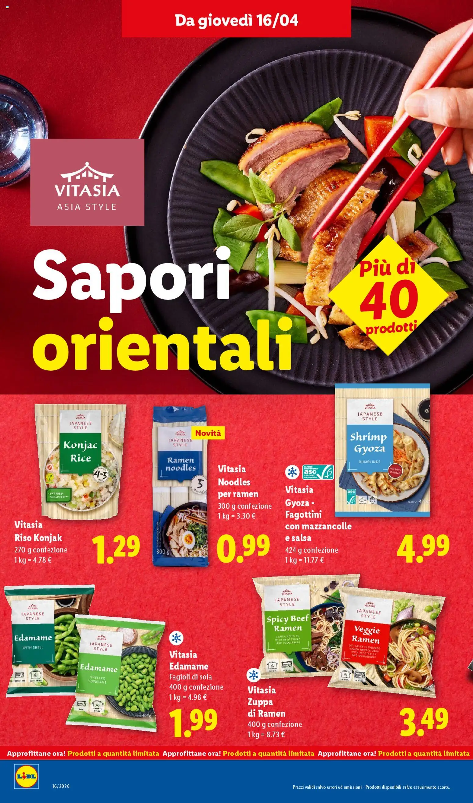 Volantino Lidl del 16.04.2026 | Pagina: 16 | Prodotti: Riso, Fagioli, Mazzancolle, Salsa