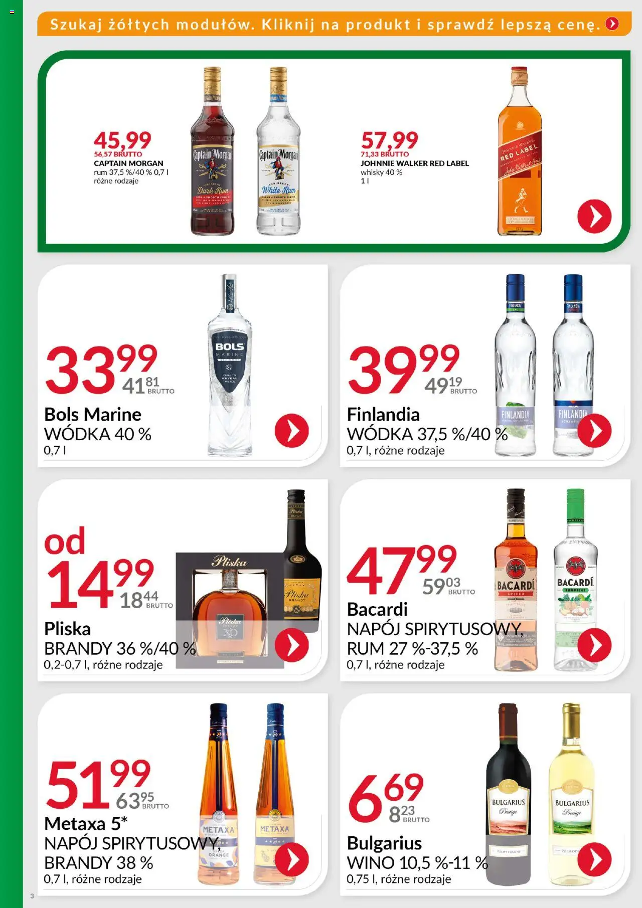 Eurocash Gazetka - Ofensywa Cenowa Alkoholowa od 01.08.2025 | Strona: 3 | Produkty: Rum, Wódka, Finish, Whisky