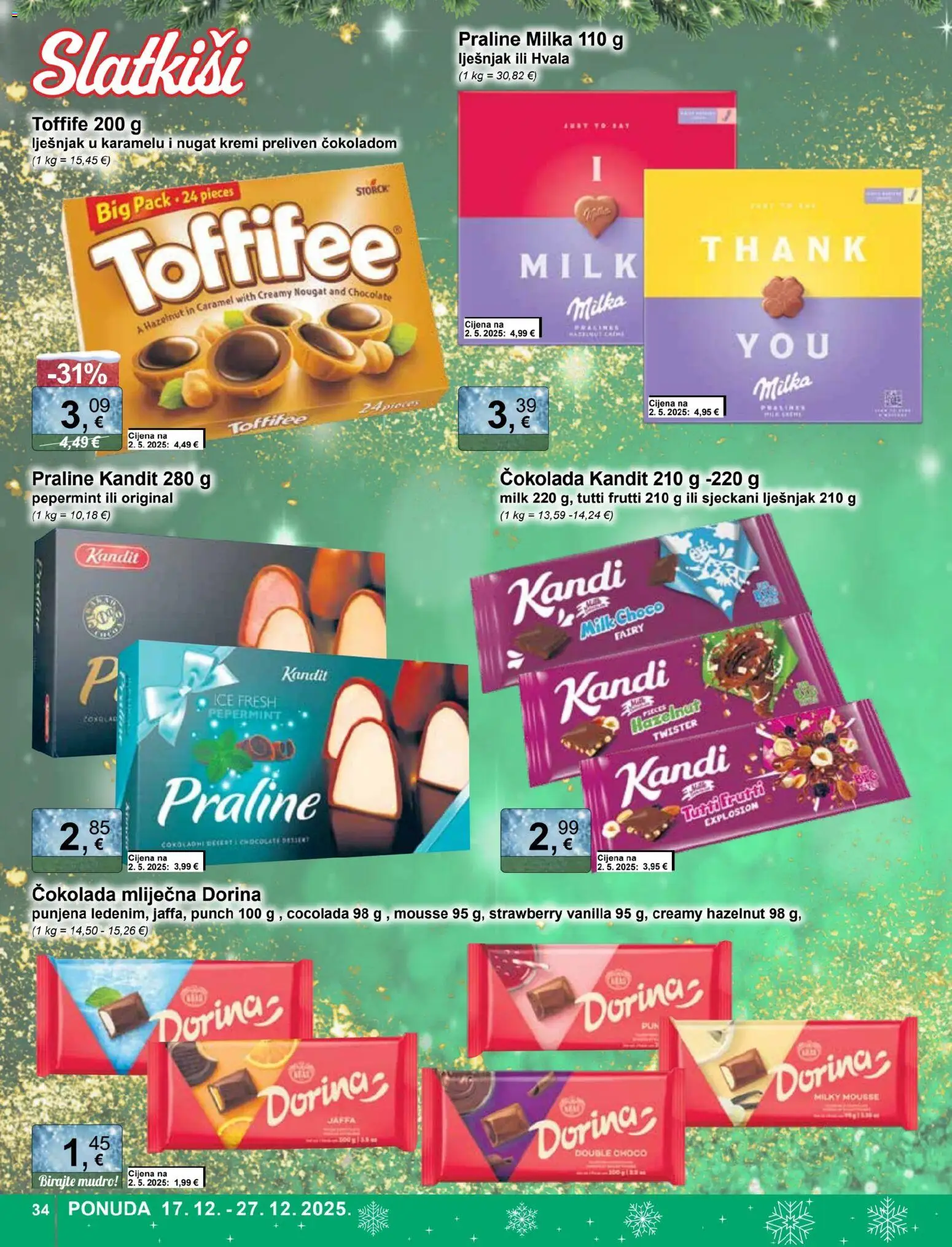 KTC katalog | vrijedi od 17.12.2025 | Stranica: 34 | Proizvodi: Praline, Dorina, Lješnjak, Milka