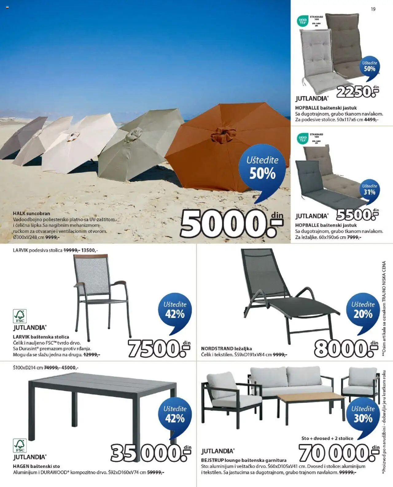Jysk katalog - važi od 13.08.2025 | Strana: 19 | Proizvode: Baštenski sto, Baštenska stolica, Jastuk, Dvosed