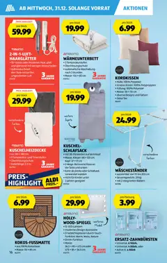 Aldi Aktionen ab 31.12.2025 gültig | Seite: 17 | Produkte: Haarglätter, Kissen, Decke, Schlafsack