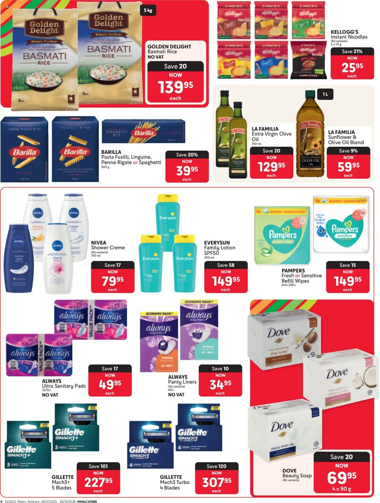 Makro - Rollback Specials │ valid from 28.07.2025 | Page: 6 | Products: Shower, Oil, Pasta, Soap