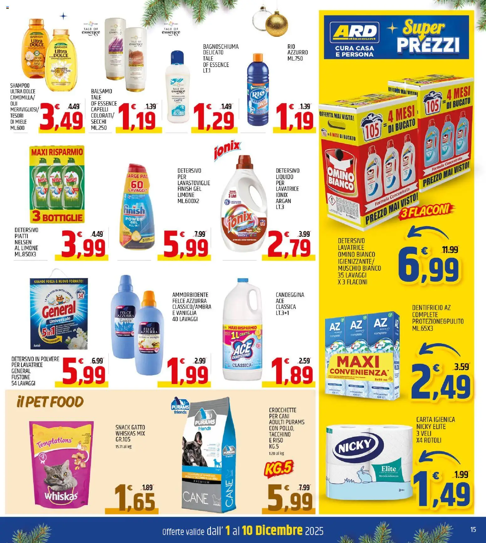Volantino ARD Discount del 01.12.2025 | Pagina: 15 | Prodotti: Shampoo, Balsamo, Carta igienica, Miele