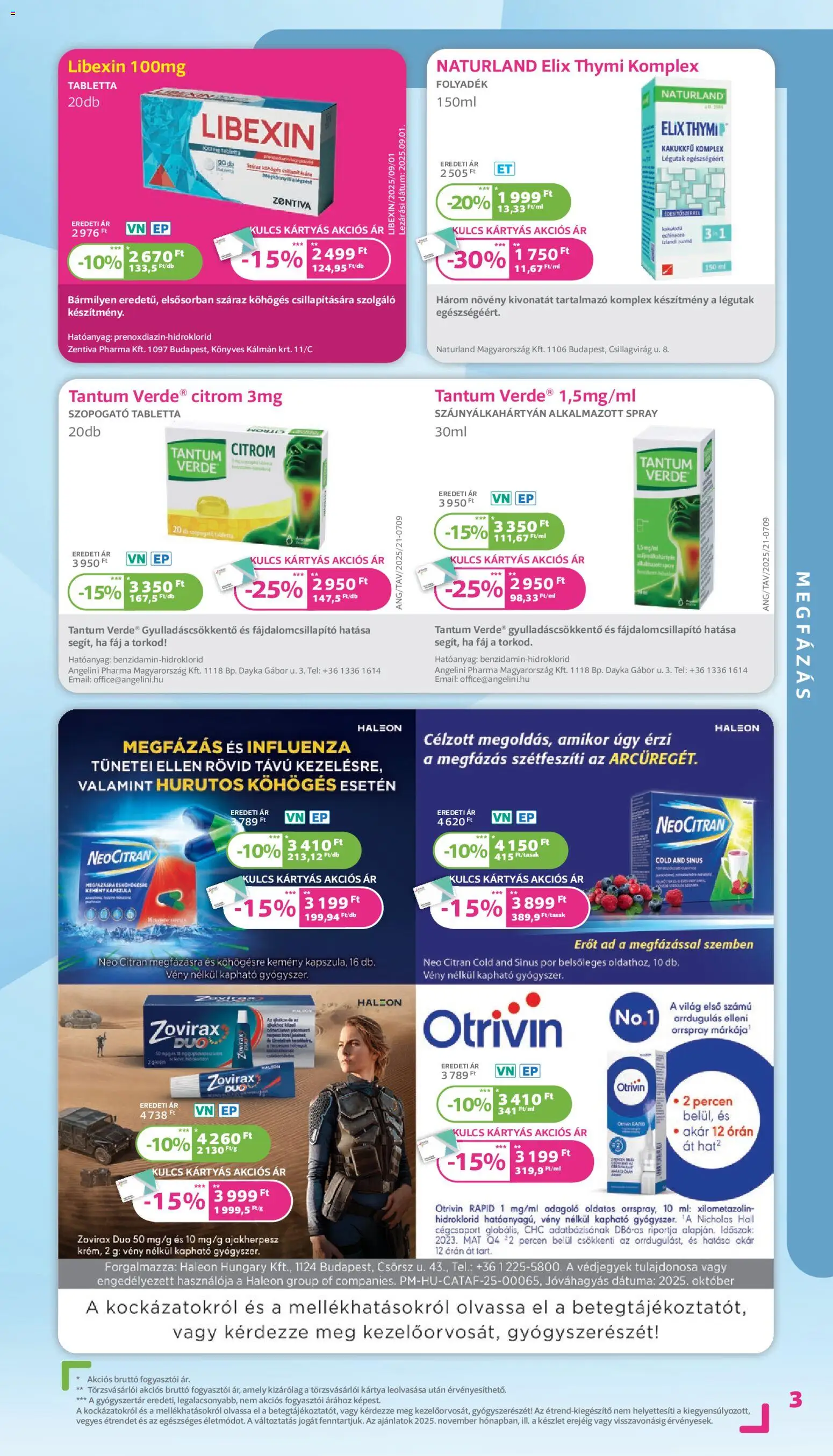Kulcs Patika akciós ujság - amely érvényes a következő dátumtól: 01.11.2025 | Oldal: 3 | Termékek: Kakukkfű, Citrom