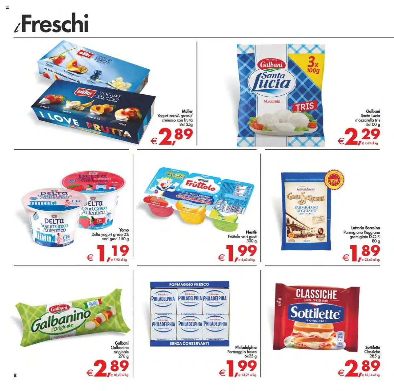Volantino Decò del 02.09.2025 | Pagina: 8 | Prodotti: Yogurt greco, Yogurt, Mozzarella, Pesca