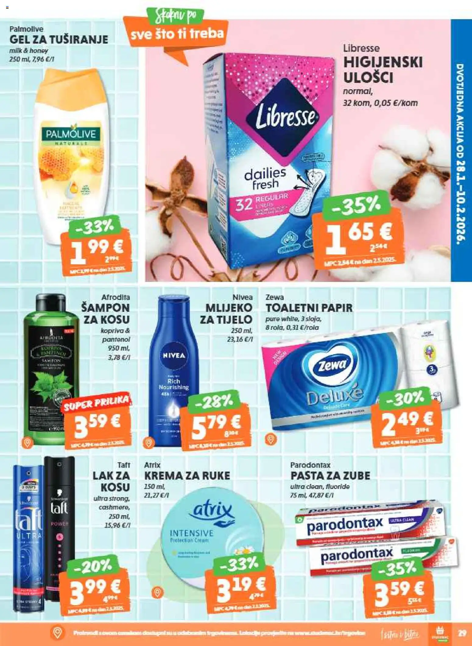Studenac katalog | vrijedi od 04.02.2026 | Stranica: 29 | Proizvodi: Mlijeko, Krema za ruke, Gel za tuširanje, Nivea