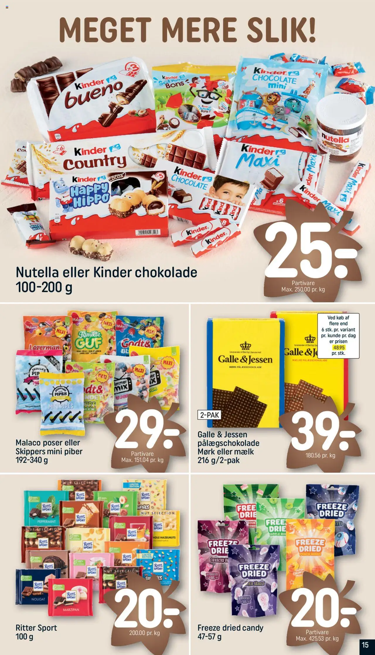 Rema 1000 tilbudsavis – gyldig fra 12.10.2025 | Side: 15 | Produkter: Chokolade, Pålægschokolade, Nougat, Nutella