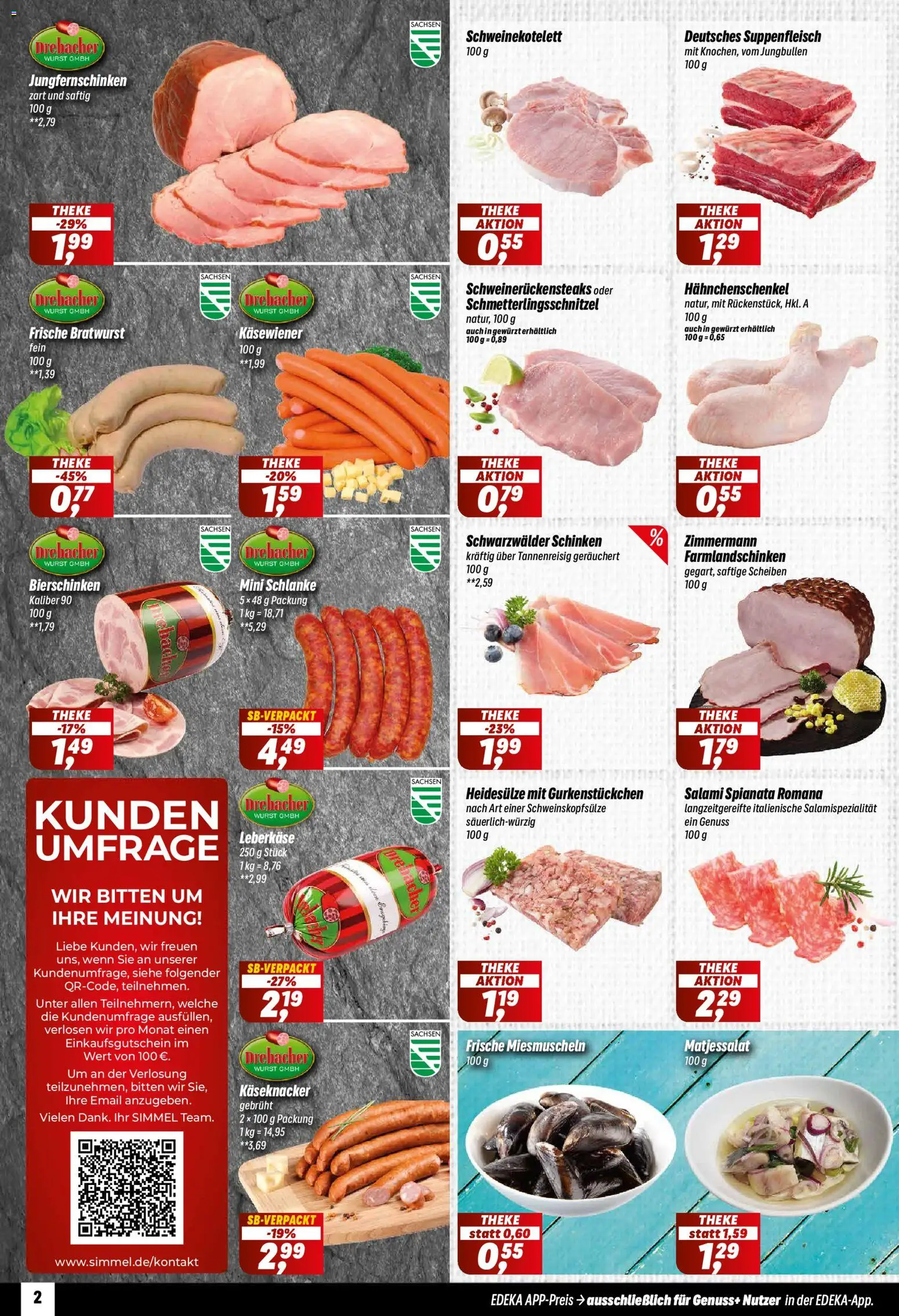 Simmel Prospekt 	 – gültig ab 23.02.2026 | Seite: 2 | Produkte: Hahnchenschenkel, Theke, Wurst, Salami