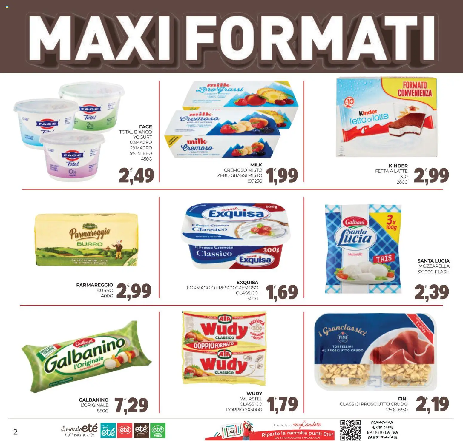 Volantino Eté del 27.02.2026 | Pagina: 2 | Prodotti: Prosciutto Crudo, Latte, Burro, Wurstel