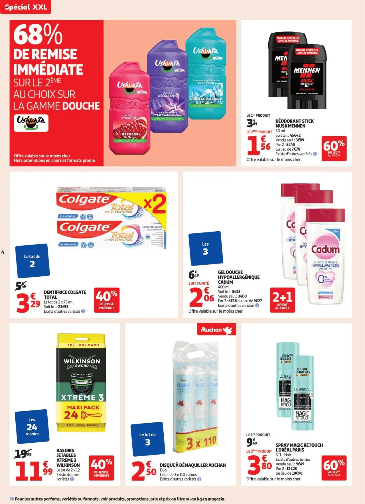  | Page: 4 | Produits: Alcool, Gel douche, Déodorant, Dentifrice