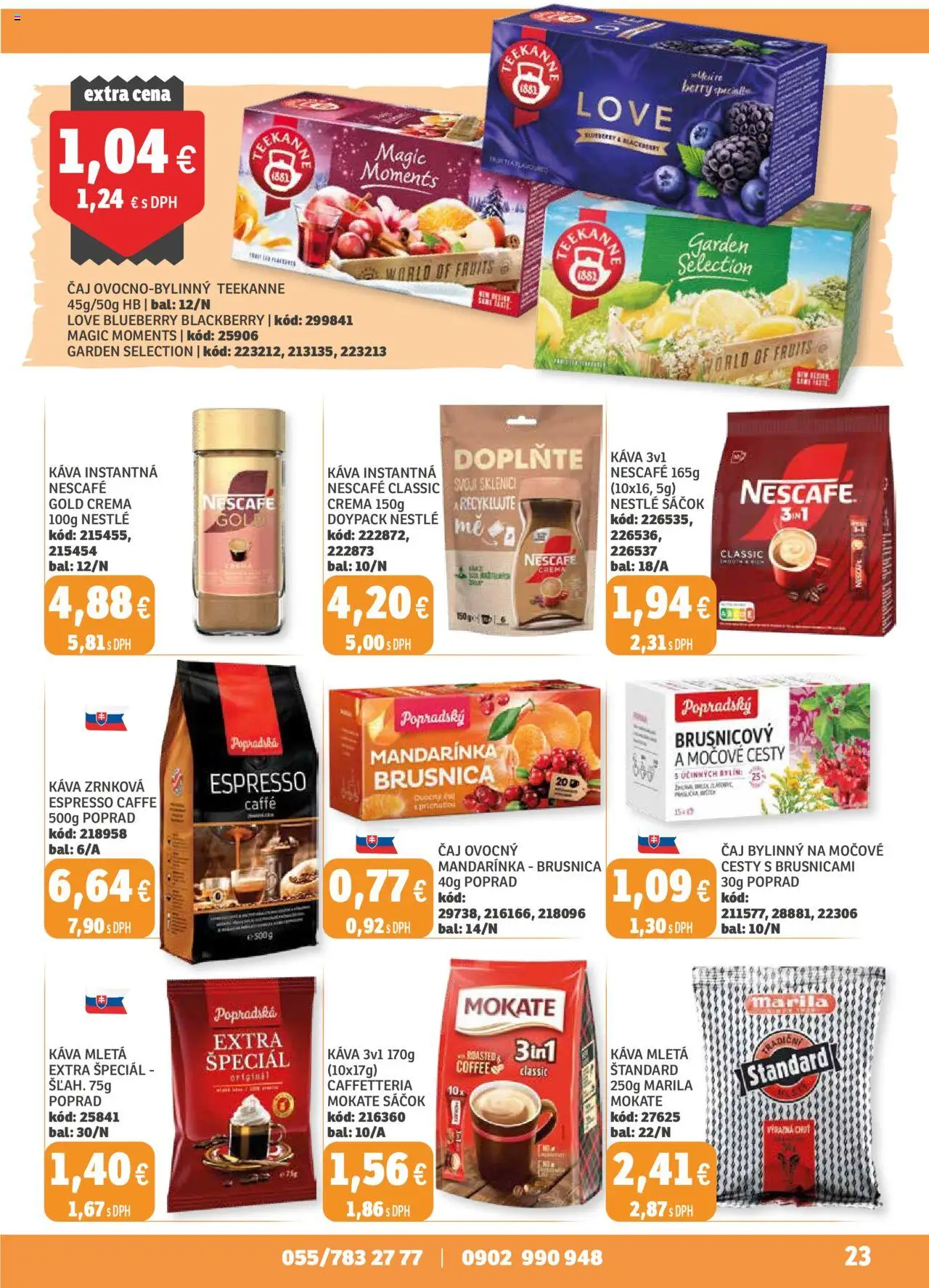 Nové Labaš akcie – leták je platný od 17.10.2025 | Strana: 23 | Produkty: Čaj, Teekanne, Nescafé Crema, Nescafé Gold