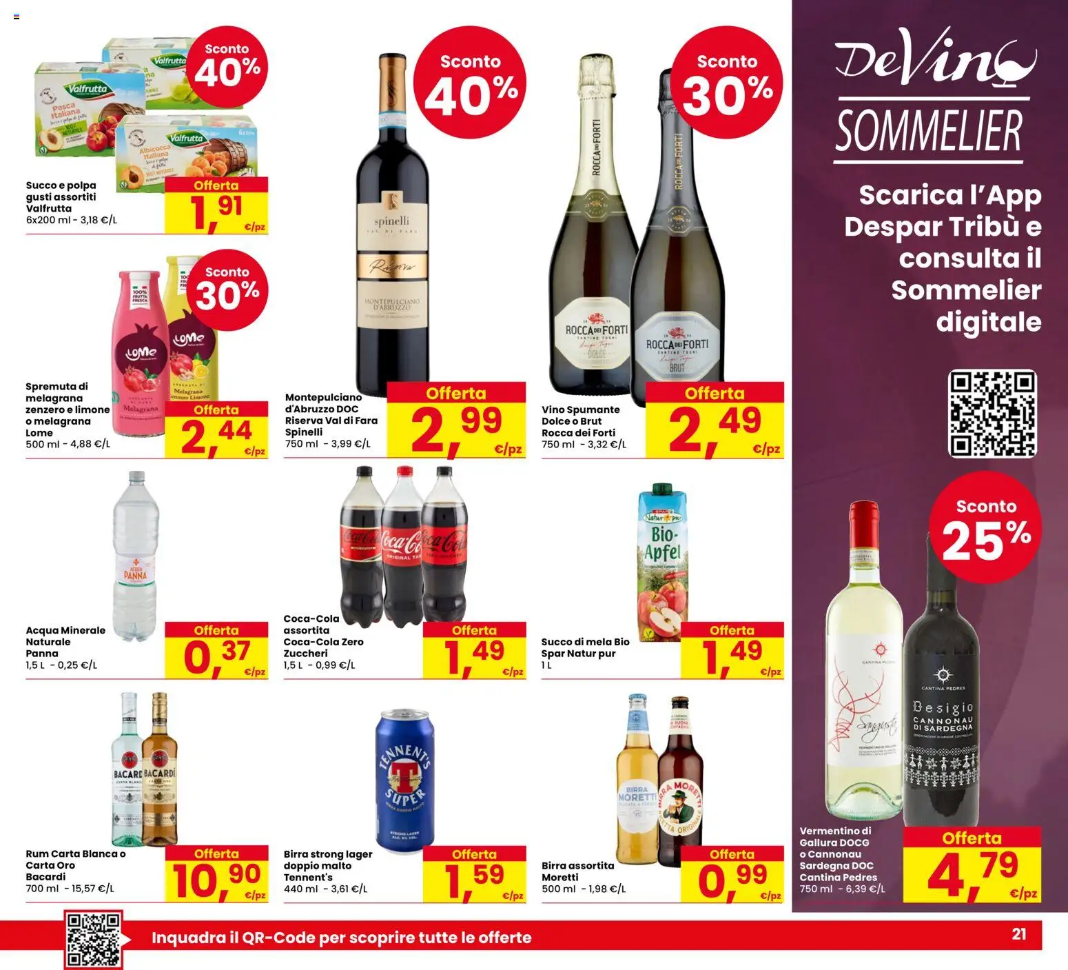 Volantino Despar del 22.01.2026 | Pagina: 21 | Prodotti: Acqua, Vino, Rum, Spumante