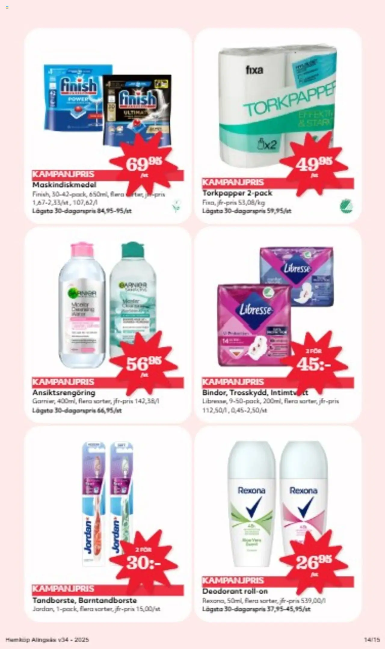 Hemköp reklamblad aktuell från 18.08.2025 | Sida: 14 | Produkter: Deodorant, Ansiktsrengöring