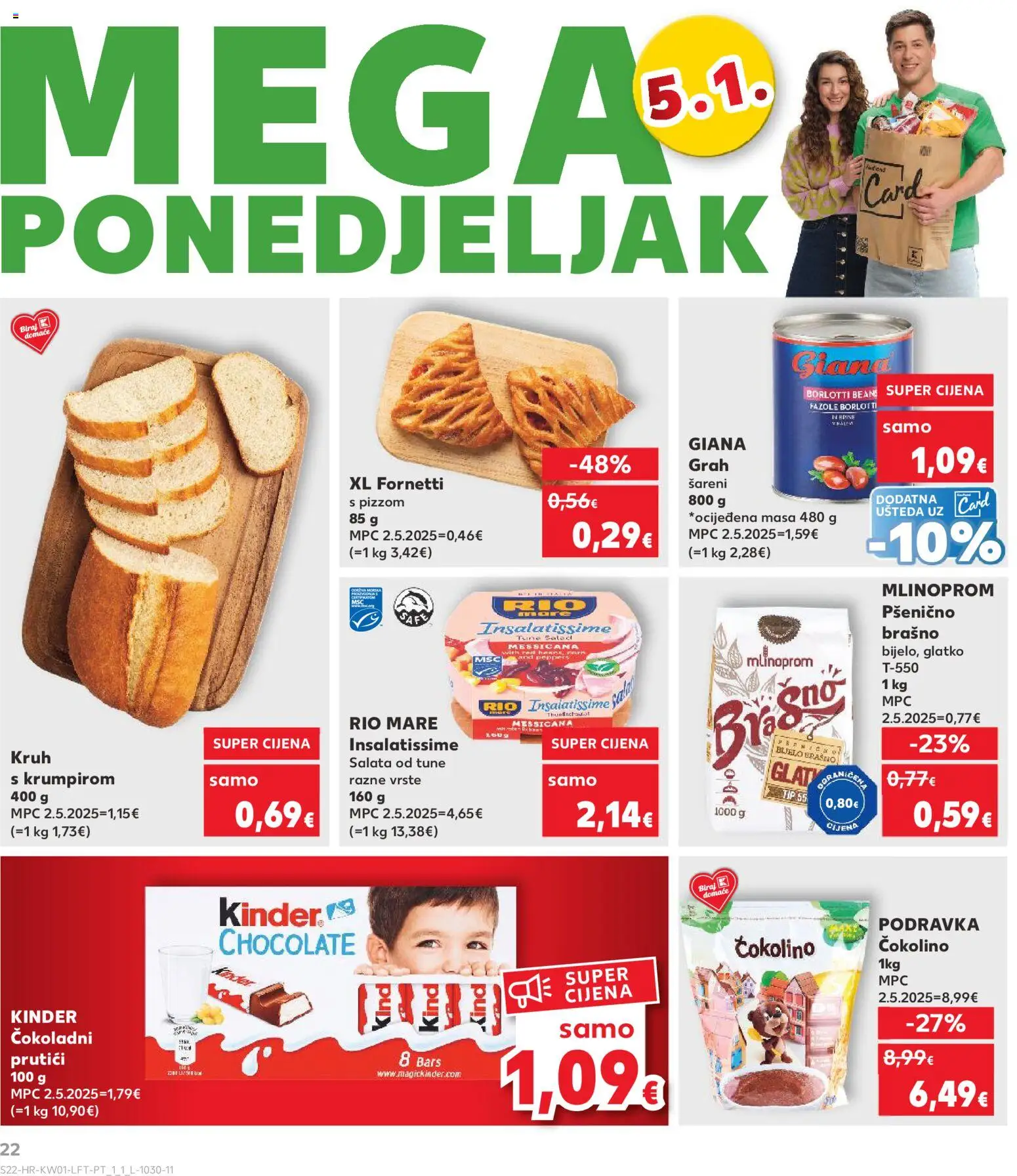 Kaufland katalog | vrijedi od 02.01.2026 | Stranica: 22 | Proizvodi: Rio Mare, Kruh, Podravka, Čokolino