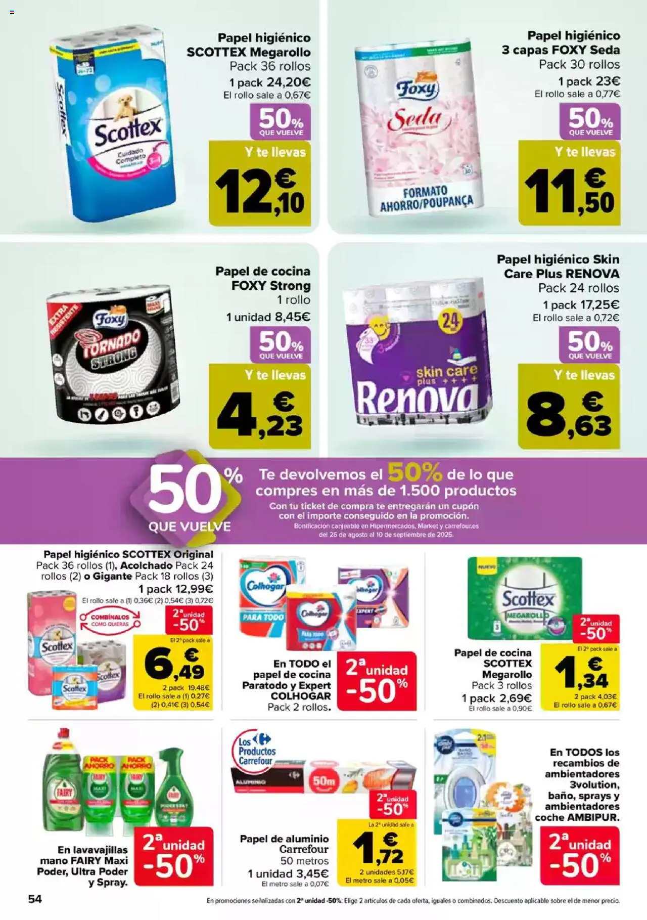 Carrefour folleto │ válido desde el 08.08.2025 | Página: 58 | Productos: Papel higienico, Té, Cocina, Lavavajillas