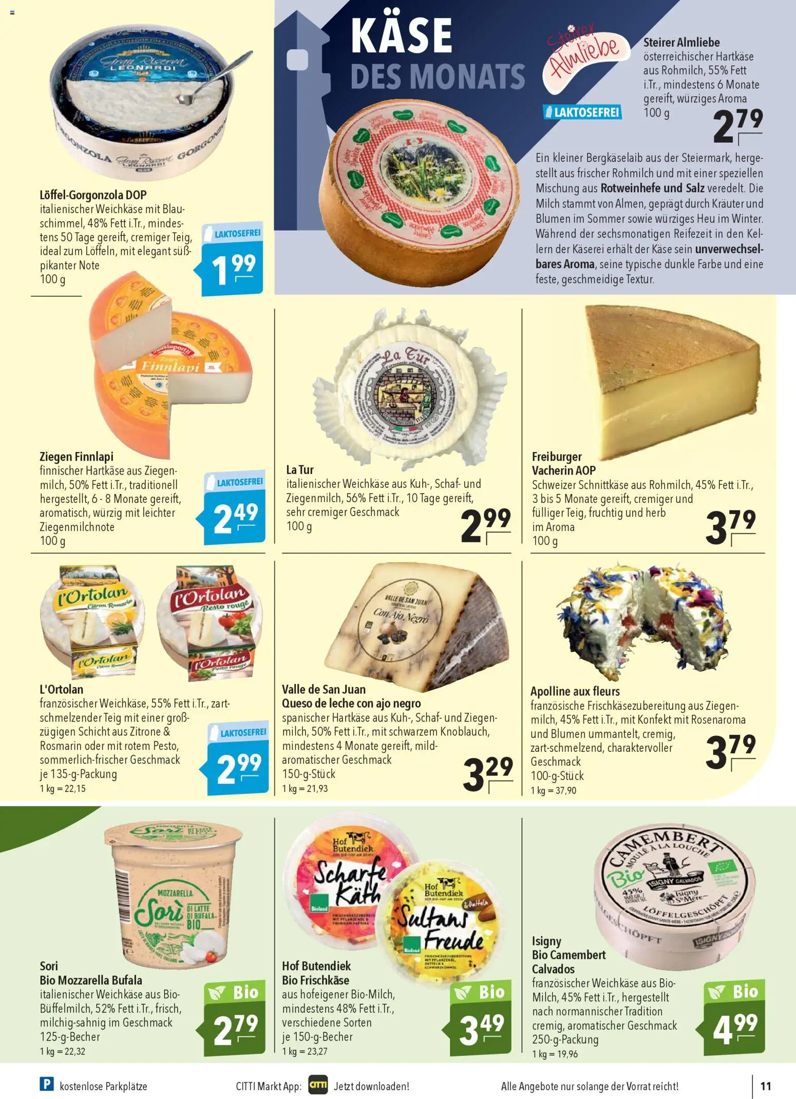 CITTI Markt Prospekt 	 – gültig ab 28.01.2026 | Seite: 11 | Produkte: Käse, Tür, Zitrone, Frischkase
