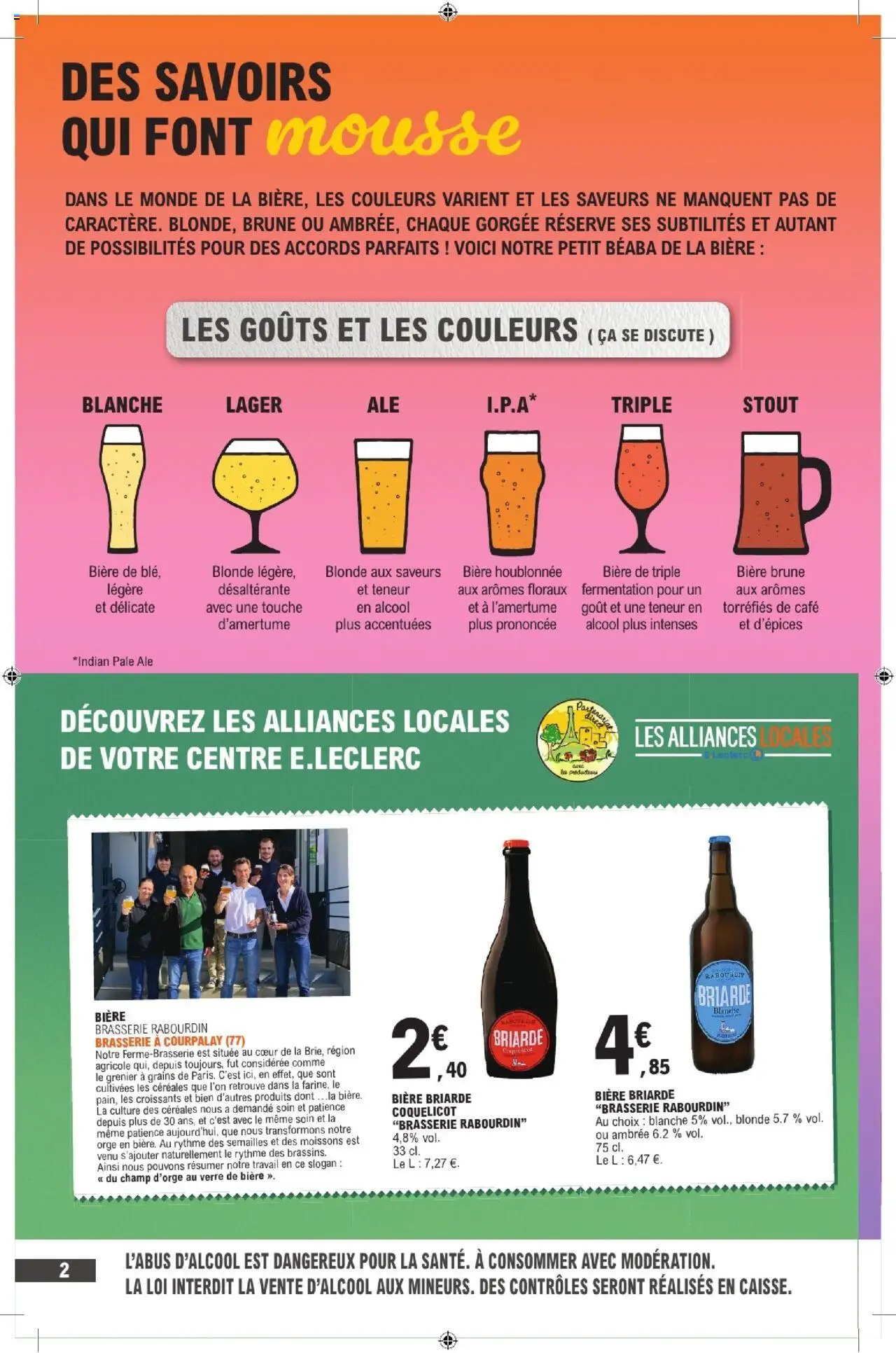{H1} | Page: 2 | Produits: Alcool, Mousse, Bière, Céréales