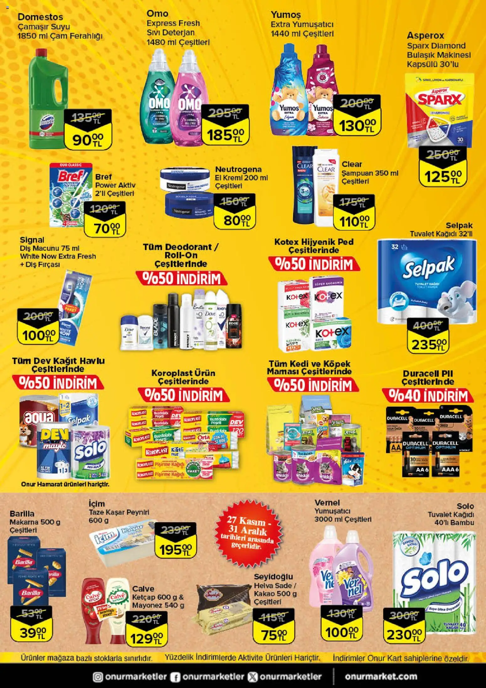 Onur Market Katalog -Trakya - 27.11.2025 tarihinden itibaren geçerlidir | Sayfa: 4 | Ürünler: Tuvalet, Diş macunu, Diş fırçası, Makarna