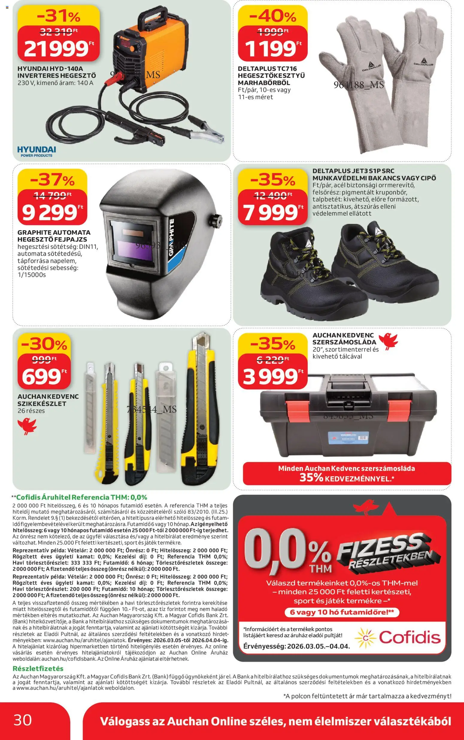 Auchan akciós ujság - amely érvényes a következő dátumtól: 05.03.2026 | Oldal: 30 | Termékek: Szőlő, Bakancs, Játék, Szerszámosláda