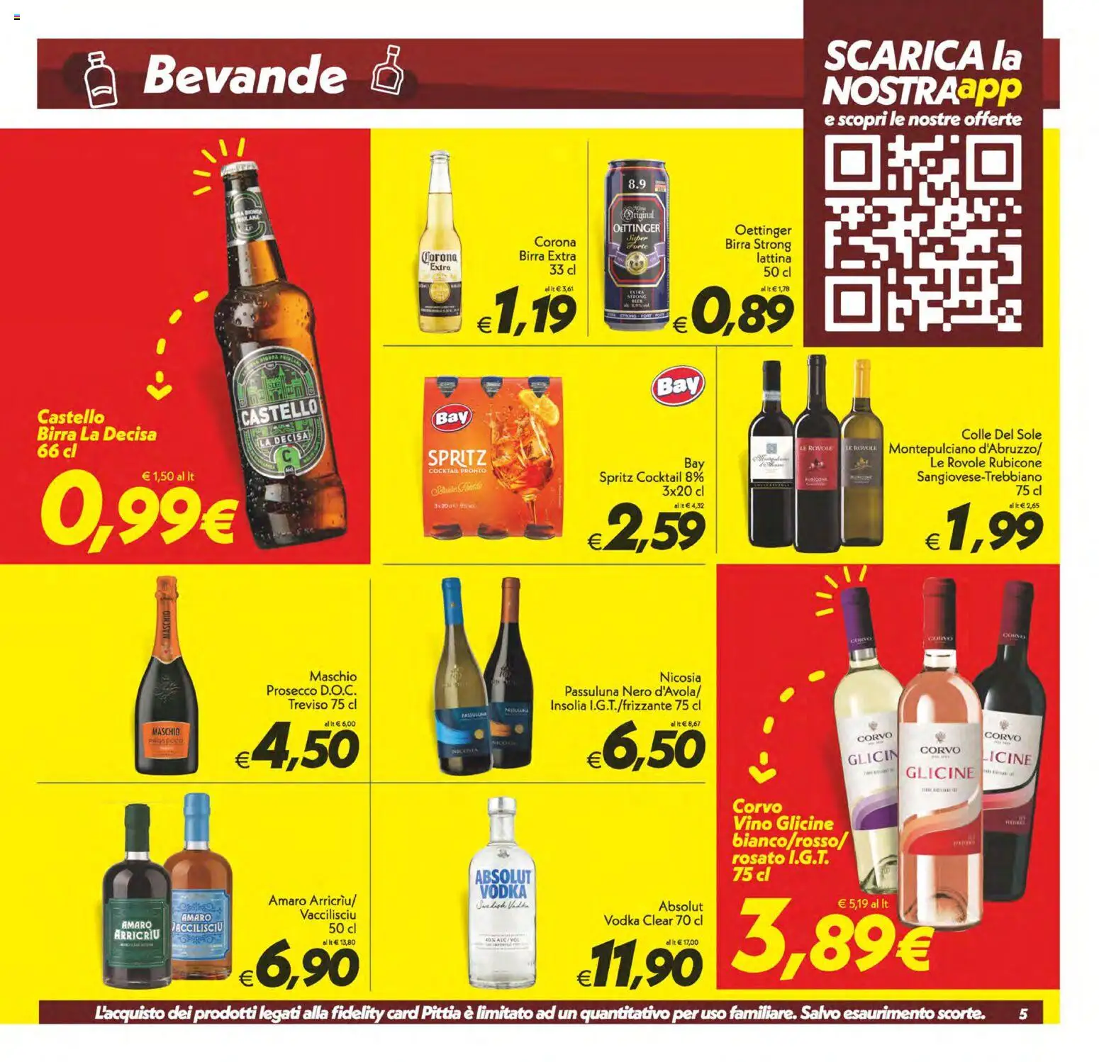 Volantino SuperConveniente del 28.04.2026 | Pagina: 5 | Prodotti: Birra, Vodka, Vino, Amaro