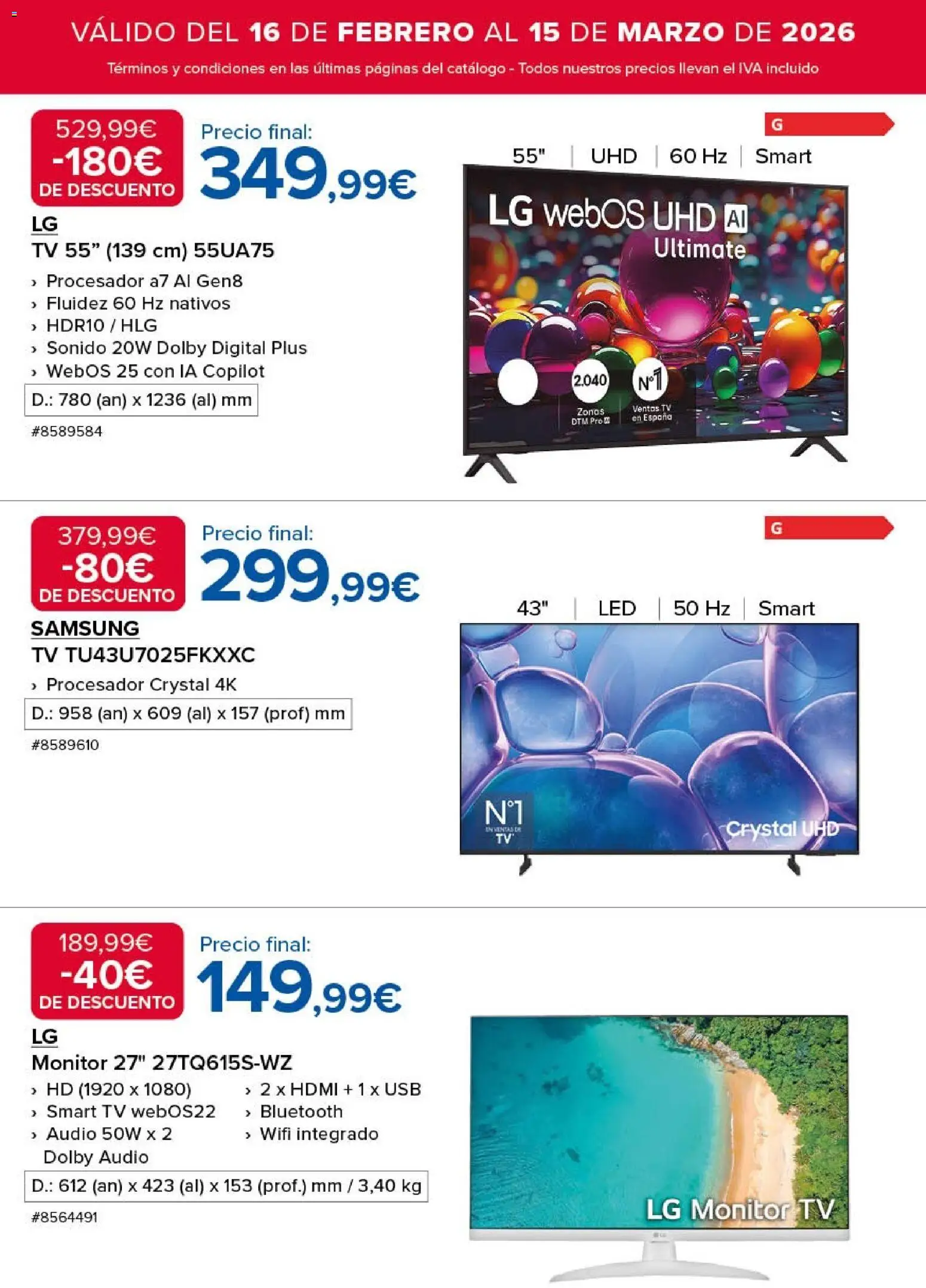 Costco catálogo │ válido desde el 16.02.2026 | Página: 10 | Productos: Monitor, Audio, USB
