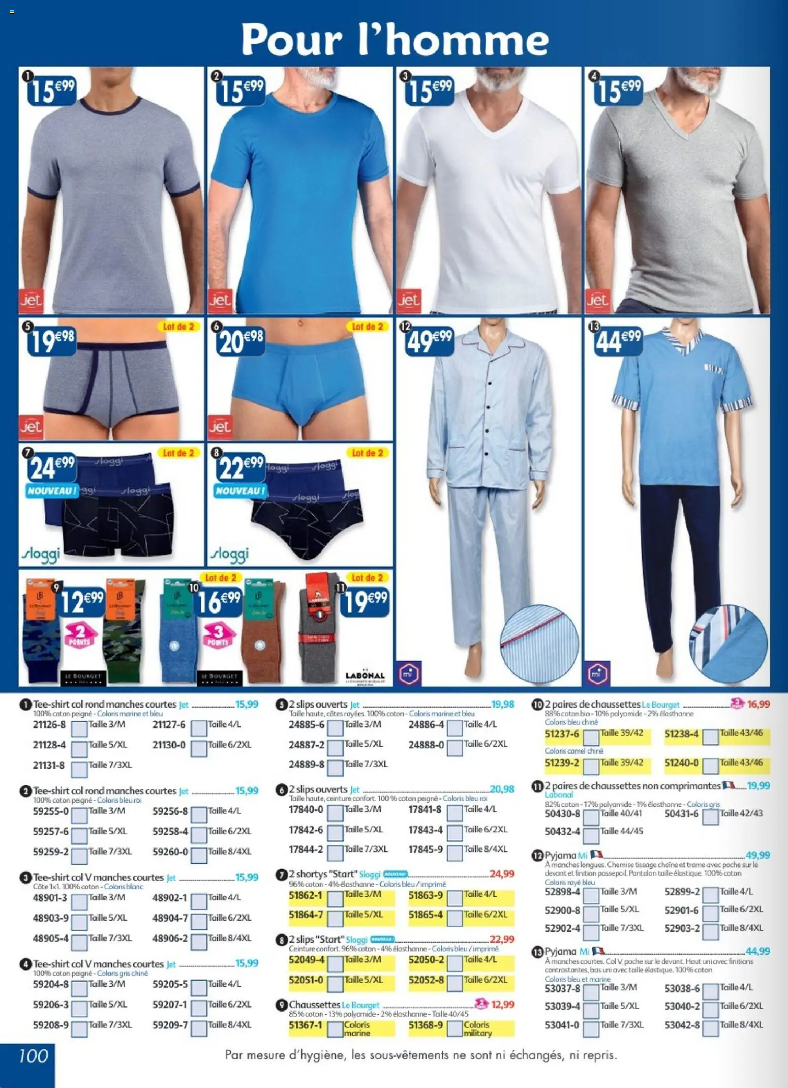 {H1} | Page: 100 | Produits: Ceinture, Peigne, Coton, Pyjama