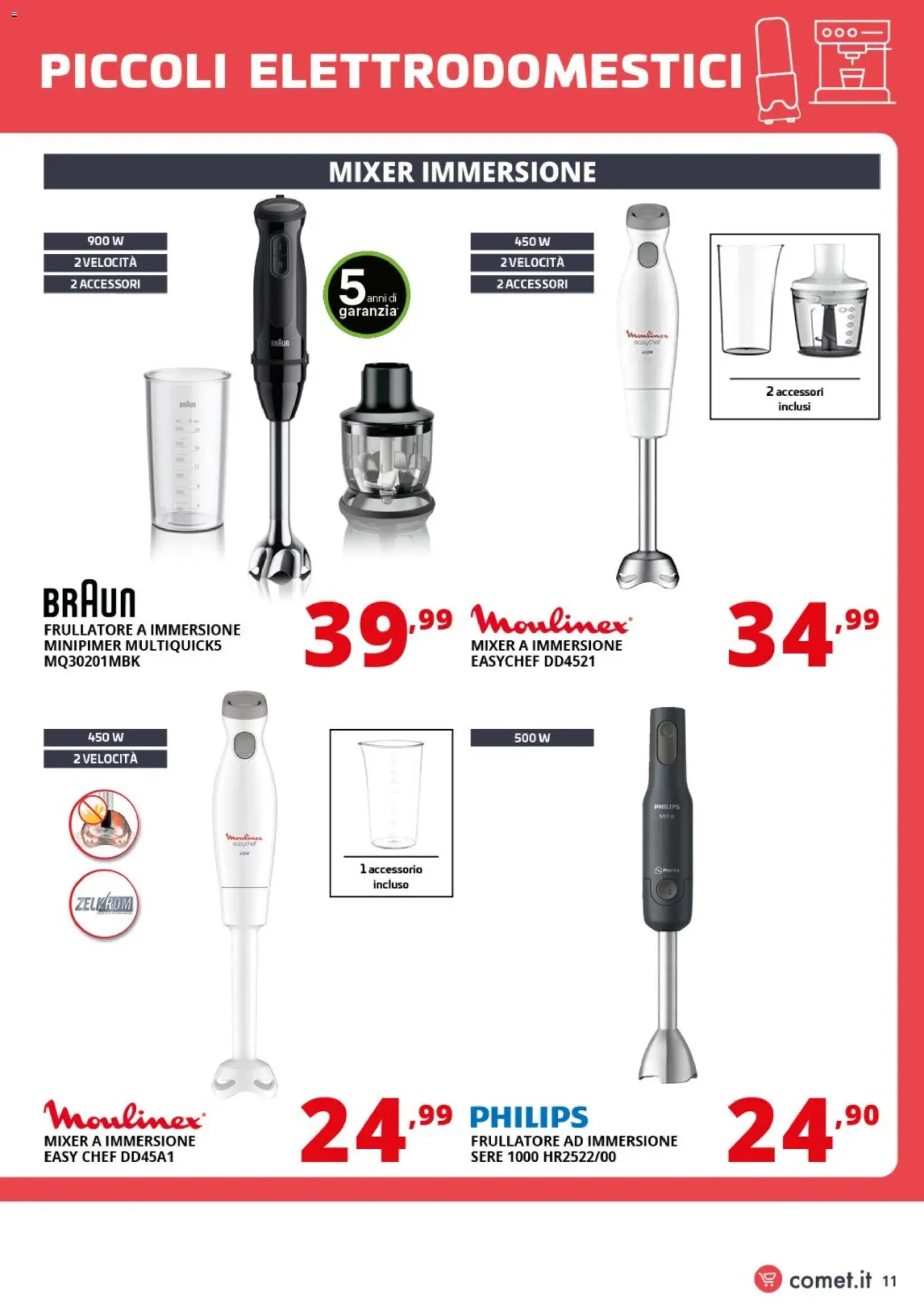 Volantino Comet del 24.04.2026 | Pagina: 11 | Prodotti: Frullatore, Mixer, Frullatore ad immersione