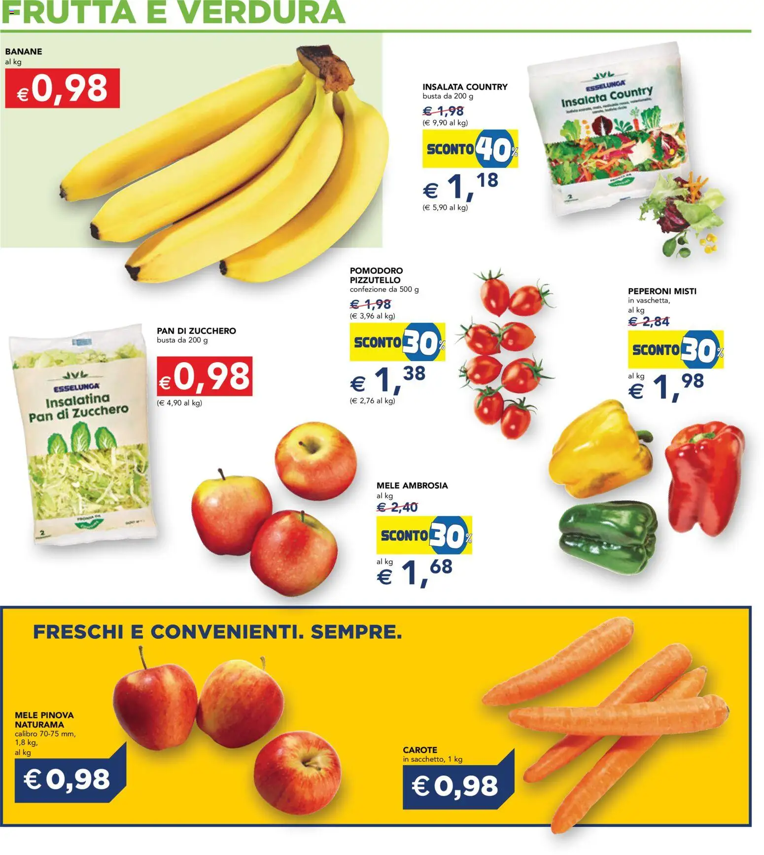 Volantino Esselunga S del 23.04.2026 | Pagina: 10 | Prodotti: Banane, Peperoni, Insalata, Frutta