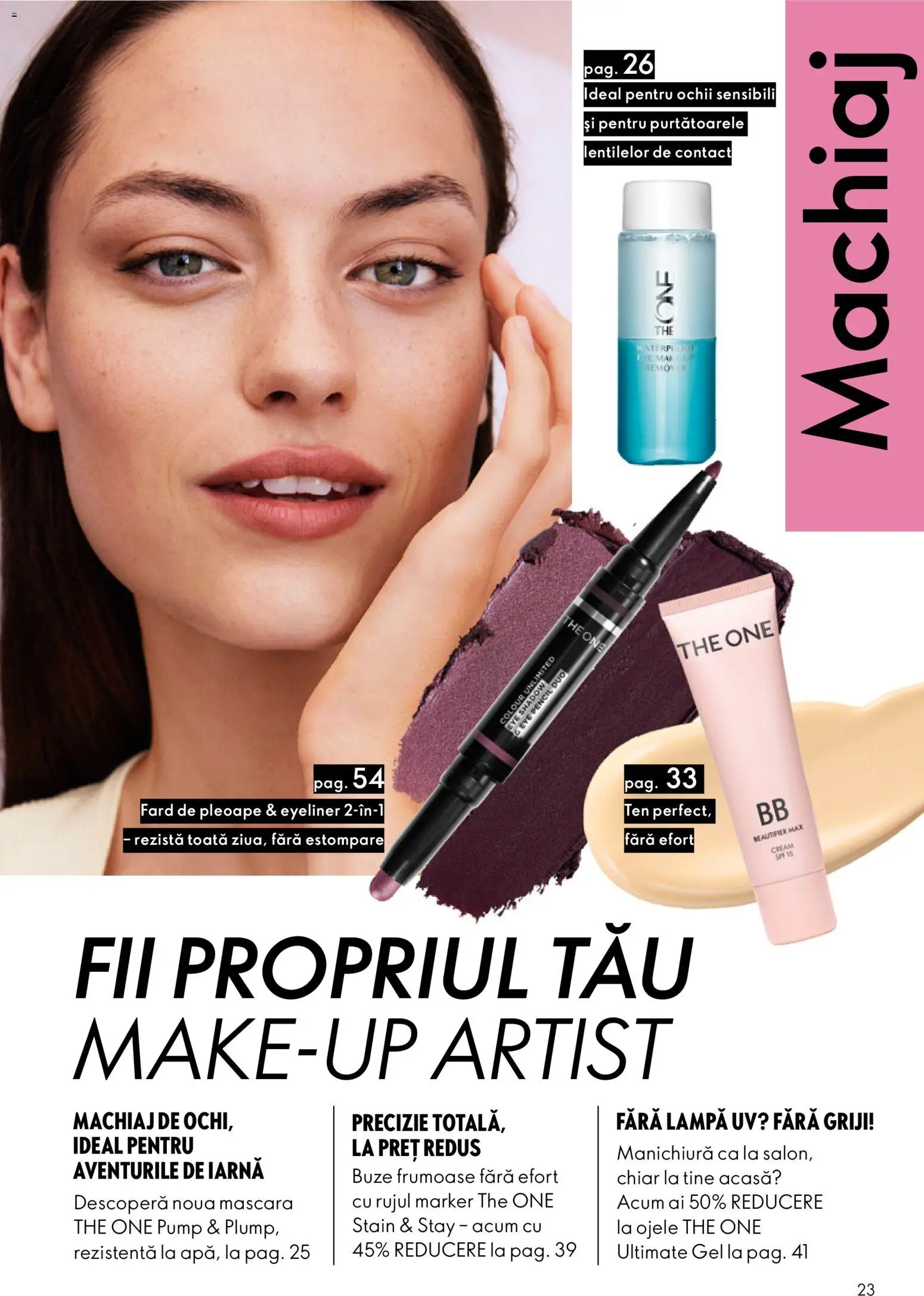 Noul catalog Oriflame – valabil de la 23.12.2025 | Pagină: 23 | Produse: Lampă, Machiaj, Mascara, Fard de pleoape