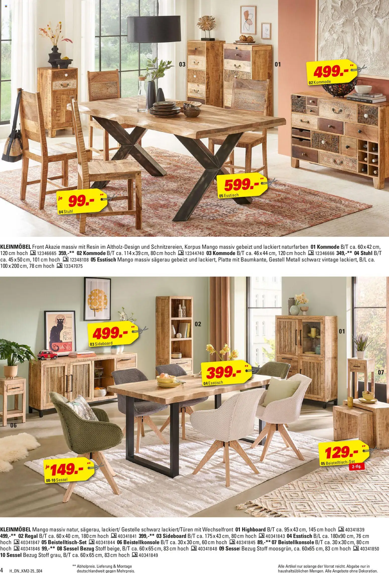 Höffner Kleinmöbel Spezial – gültig ab 29.10.2025 | Seite: 4 | Produkte: Esstisch, Sessel, Regal, Mango