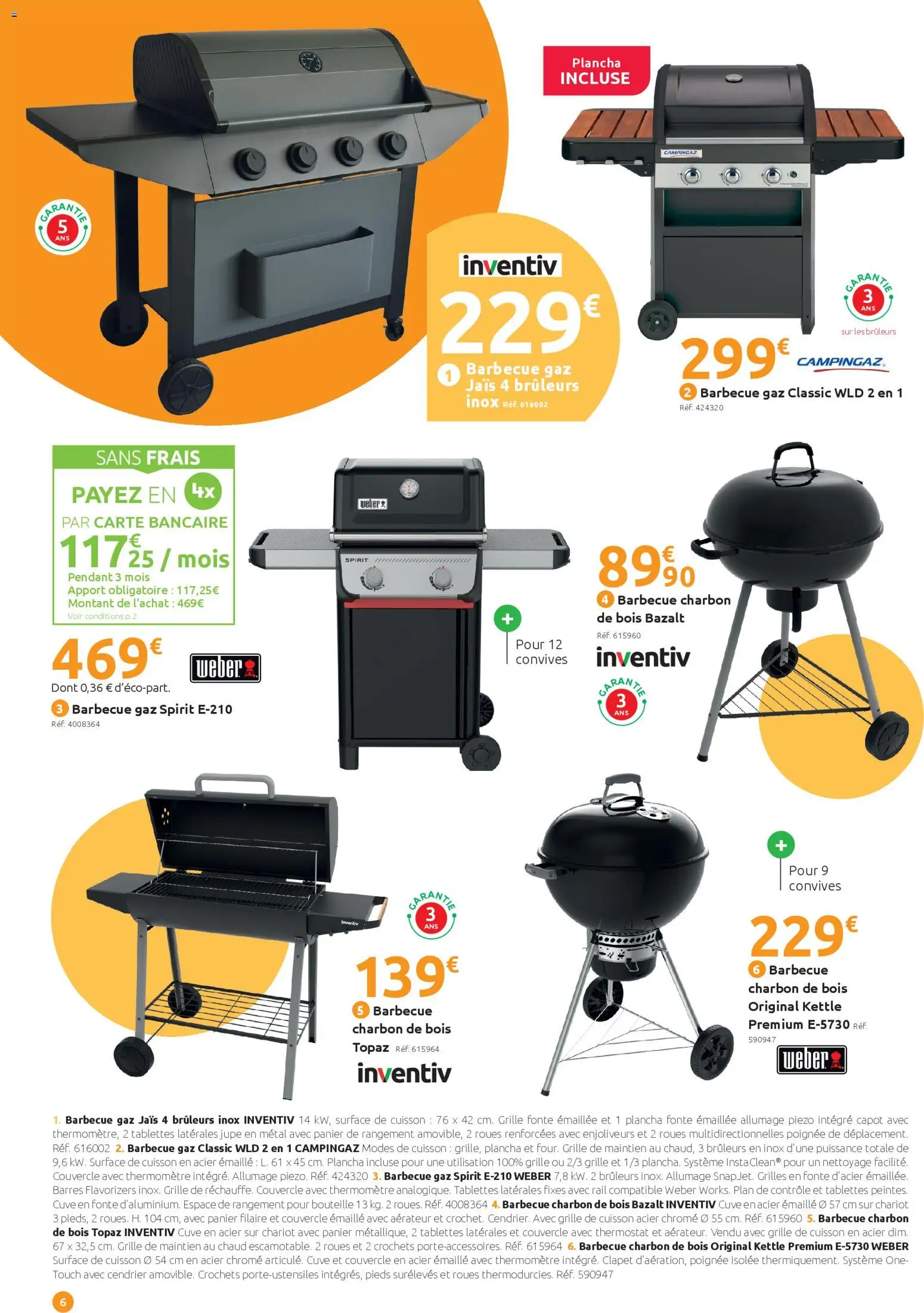 {H1} | Page: 6 | Produits: Barbecue, Barbecue charbon, Thermomètre, Panier