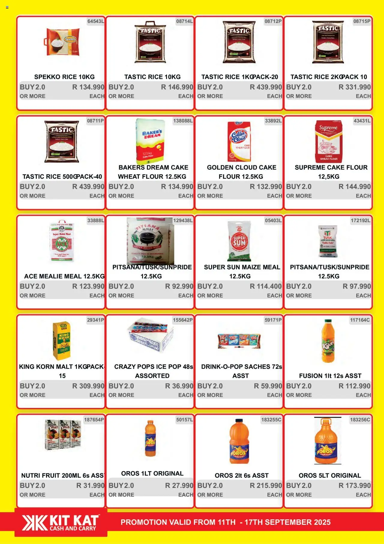 New KIT KAT Cash & Carry catalogue – valid from 11.09.2025 | Page: 10 | Products: Cake, Maize meal, Rice, Fruit