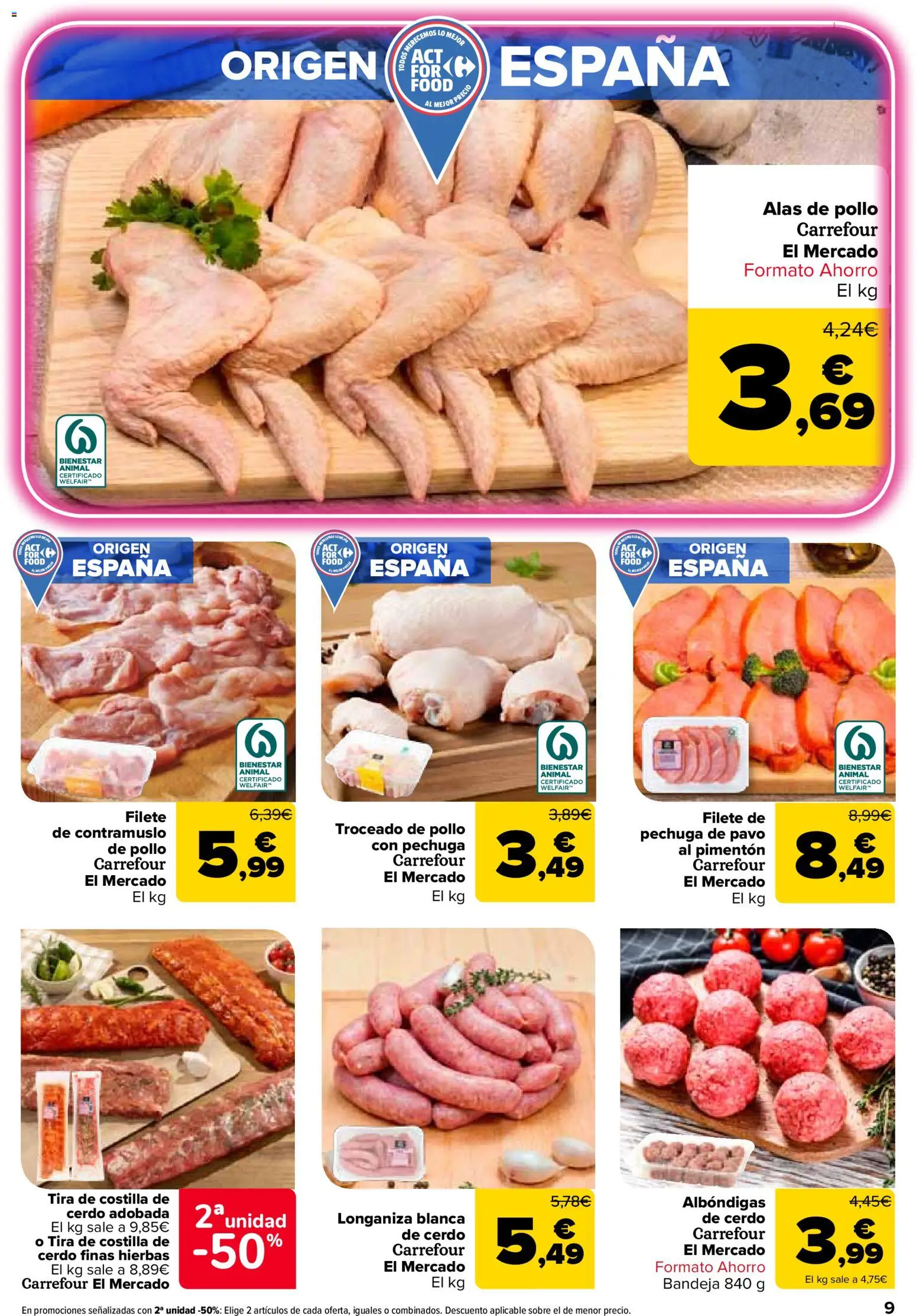 Carrefour folleto │ válido desde el 07.04.2026 | Página: 9 | Productos: Cerdo, Longaniza, Filete, Bandeja