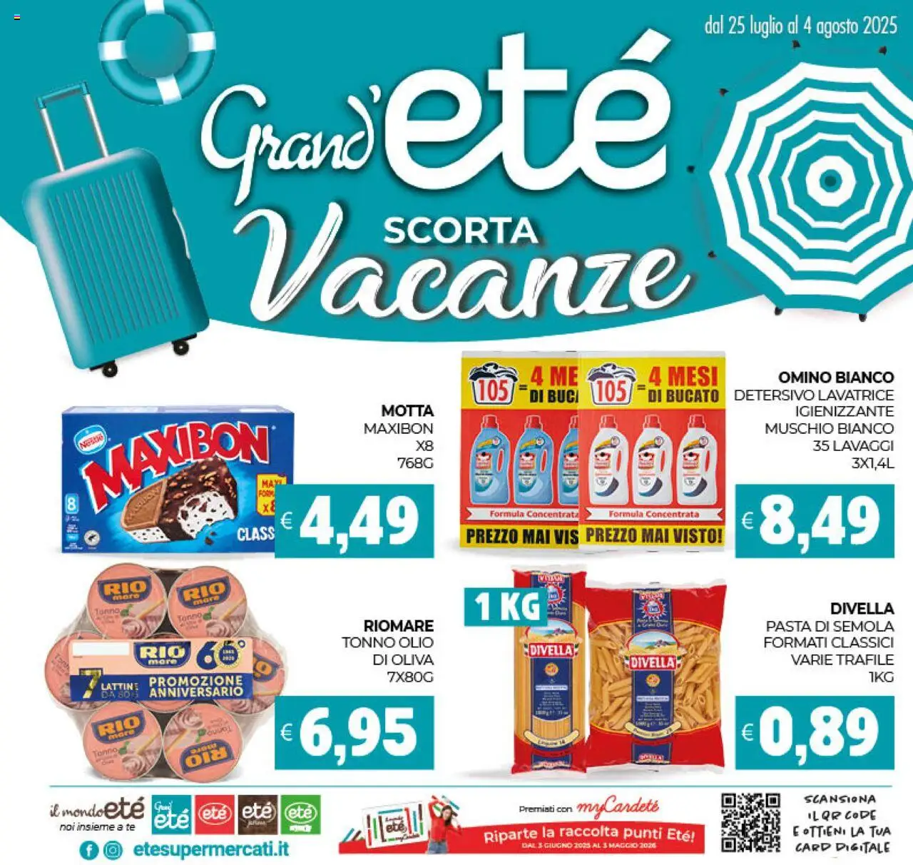 Volantino Eté del 25.07.2025 | Pagina: 1 | Prodotti: Olio, Pasta, Lavatrice, Tonno