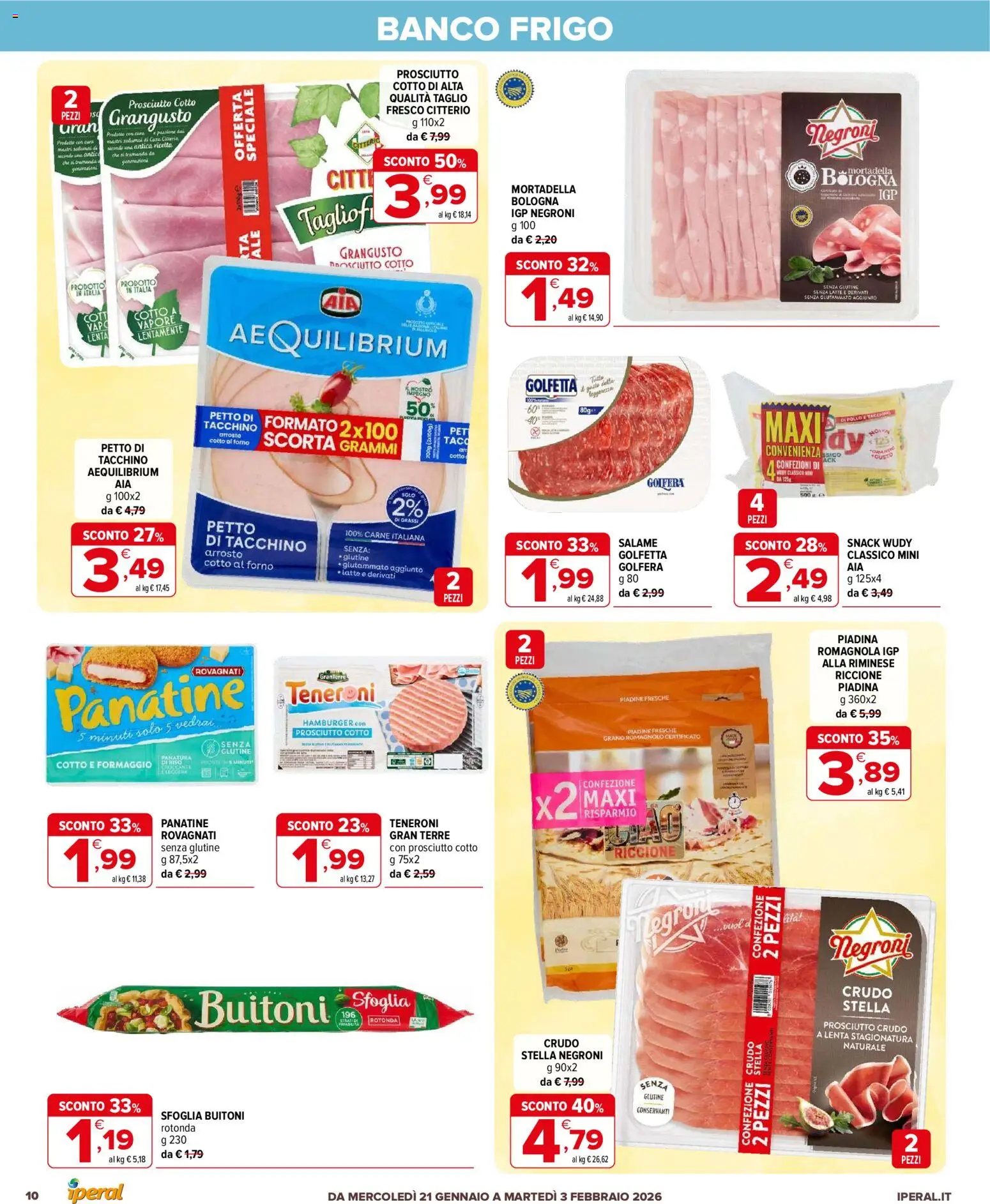 Volantino Iperal del 21.01.2026 | Pagina: 10 | Prodotti: Arrosto, Prosciutto Cotto, Pollo, Tacchino