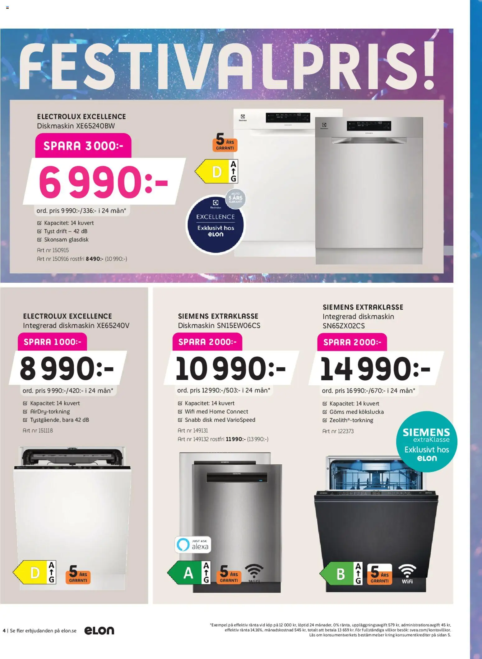 Elon reklamblad aktuell från 16.02.2026 | Sida: 4 | Produkter: Diskmaskin, Kuvert, Wifi