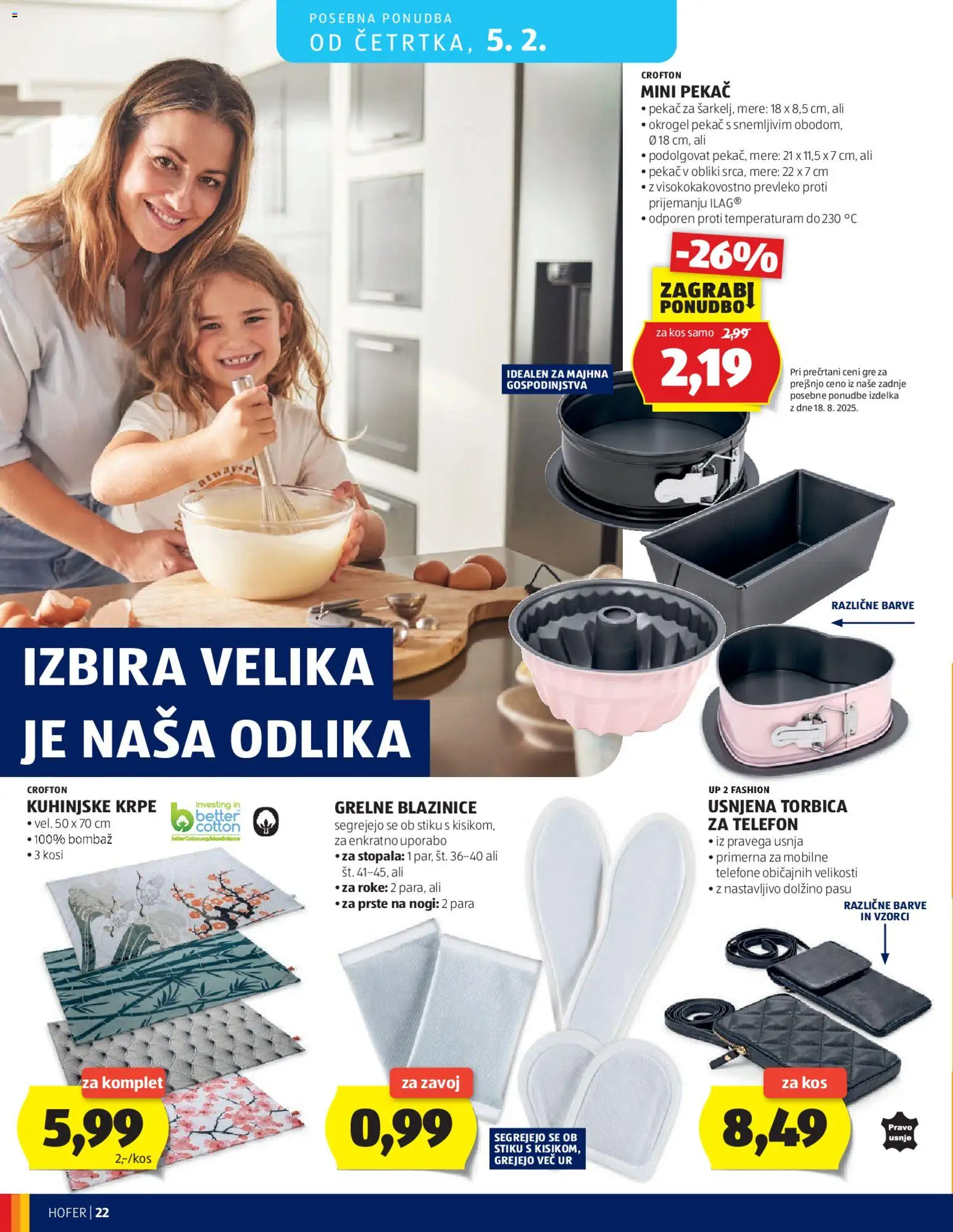 Novi Hofer katalog ponudbe – veljaven od 28.01.2026 | Stran: 22 | Izdelki: Telefon, Kos, Torbica