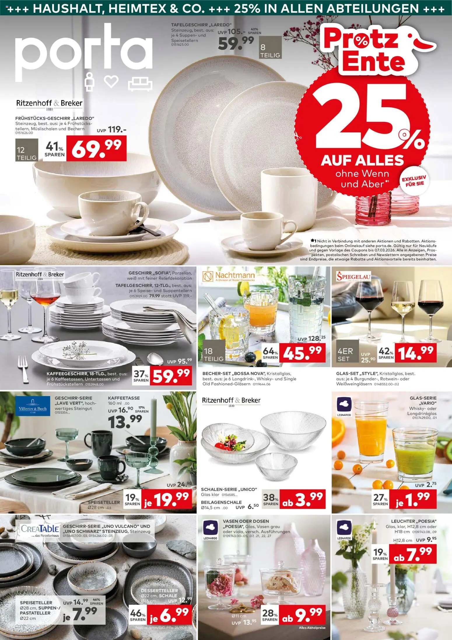 Porta! Haushalt, Heimtex & Co. – gültig ab 01.03.2026 | Seite: 1 | Produkte: Whisky, Rotwein, Ente